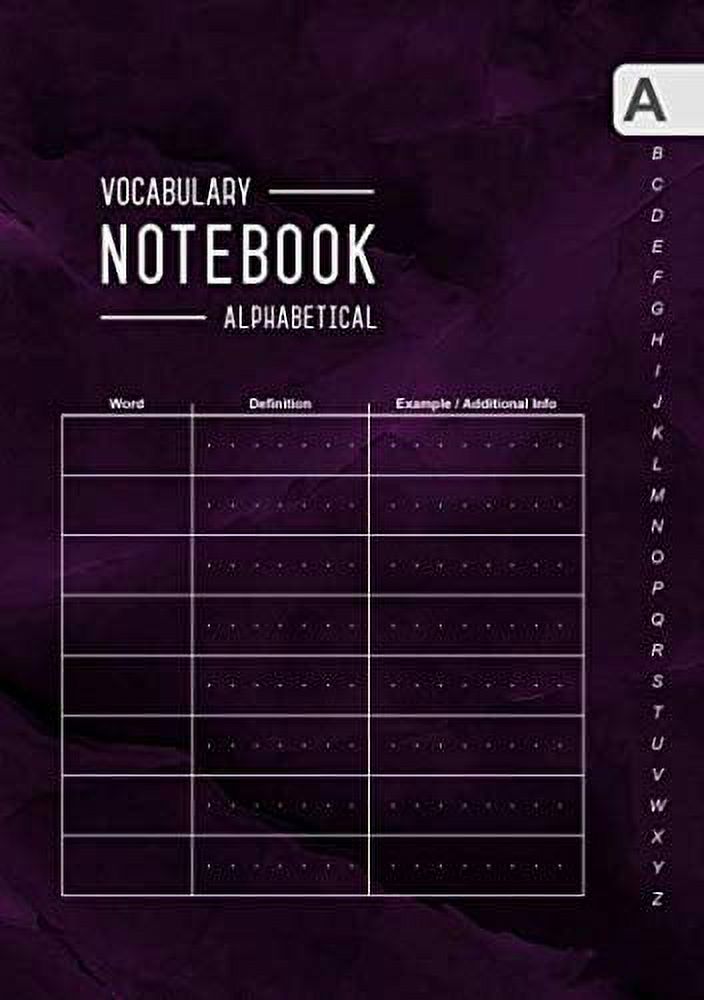 Pre-Owned Vocabulary Notebook Alphabetical: A5 Medium Notebook 3 Columns with A-Z Tabs Printed