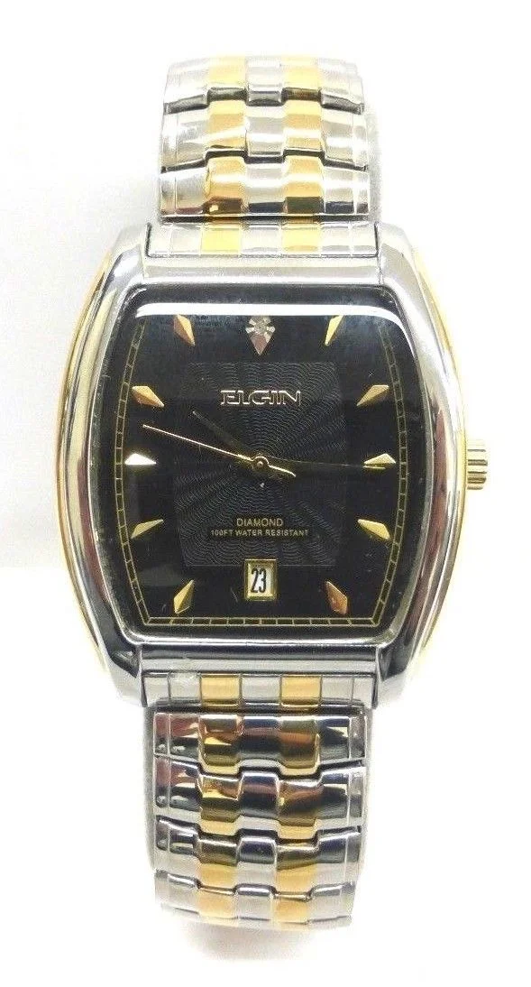 Men's Two-tone expansion Black Dial FG109 Genuine Diamond