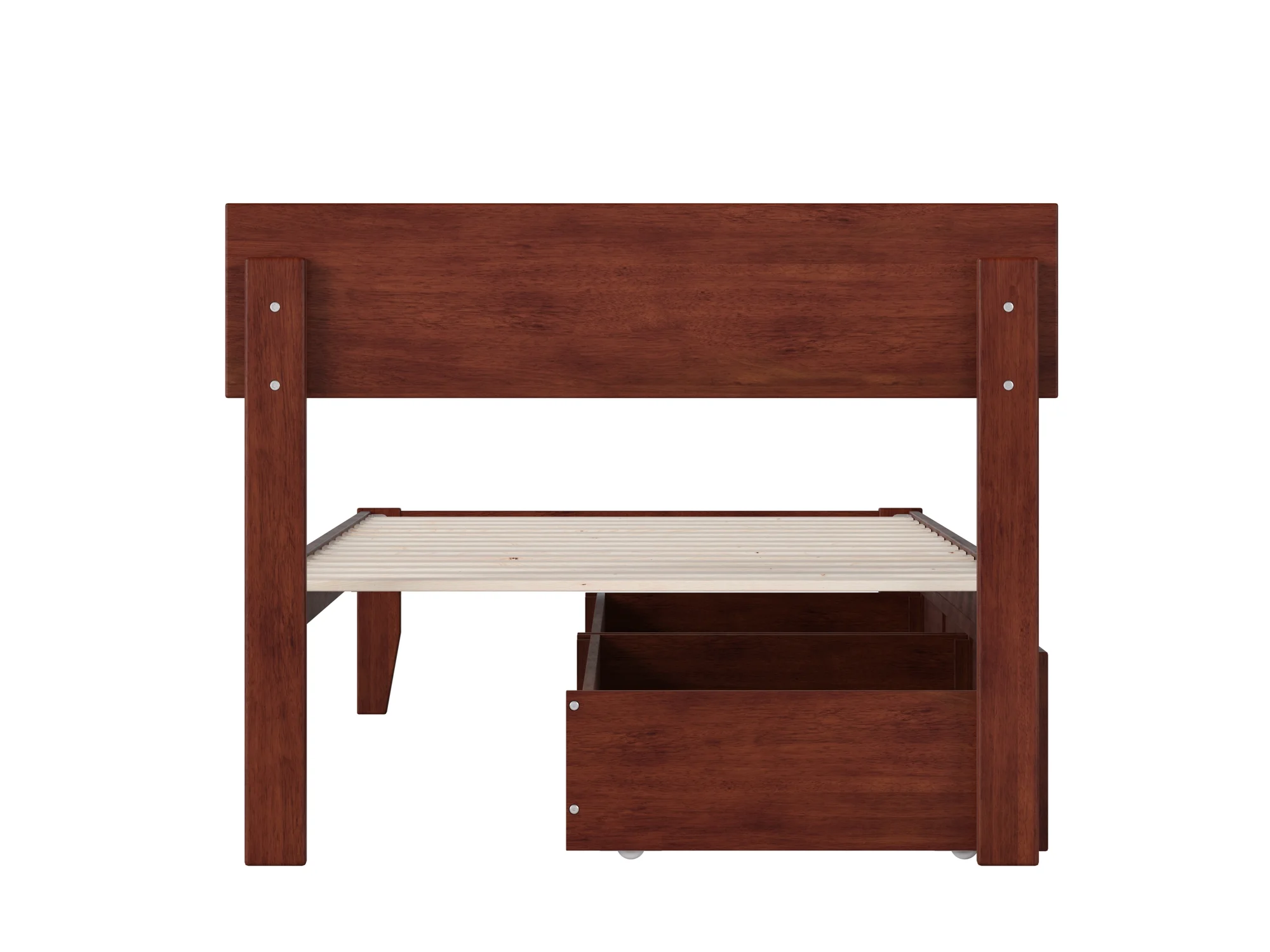 Boston Twin Extra Long Bed with 2 Extra Long Drawers in Walnut