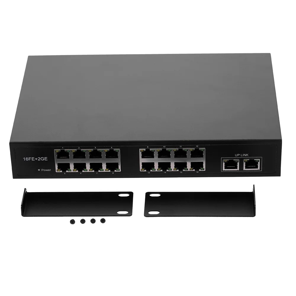 Docooler ZWD-16+2BZQN 16FE + 2GE POE Switch with 16 POE Ports 2 Gigabit Uplink IEEE 802.3af Standard POE Switch Power for IP  Wireless AP