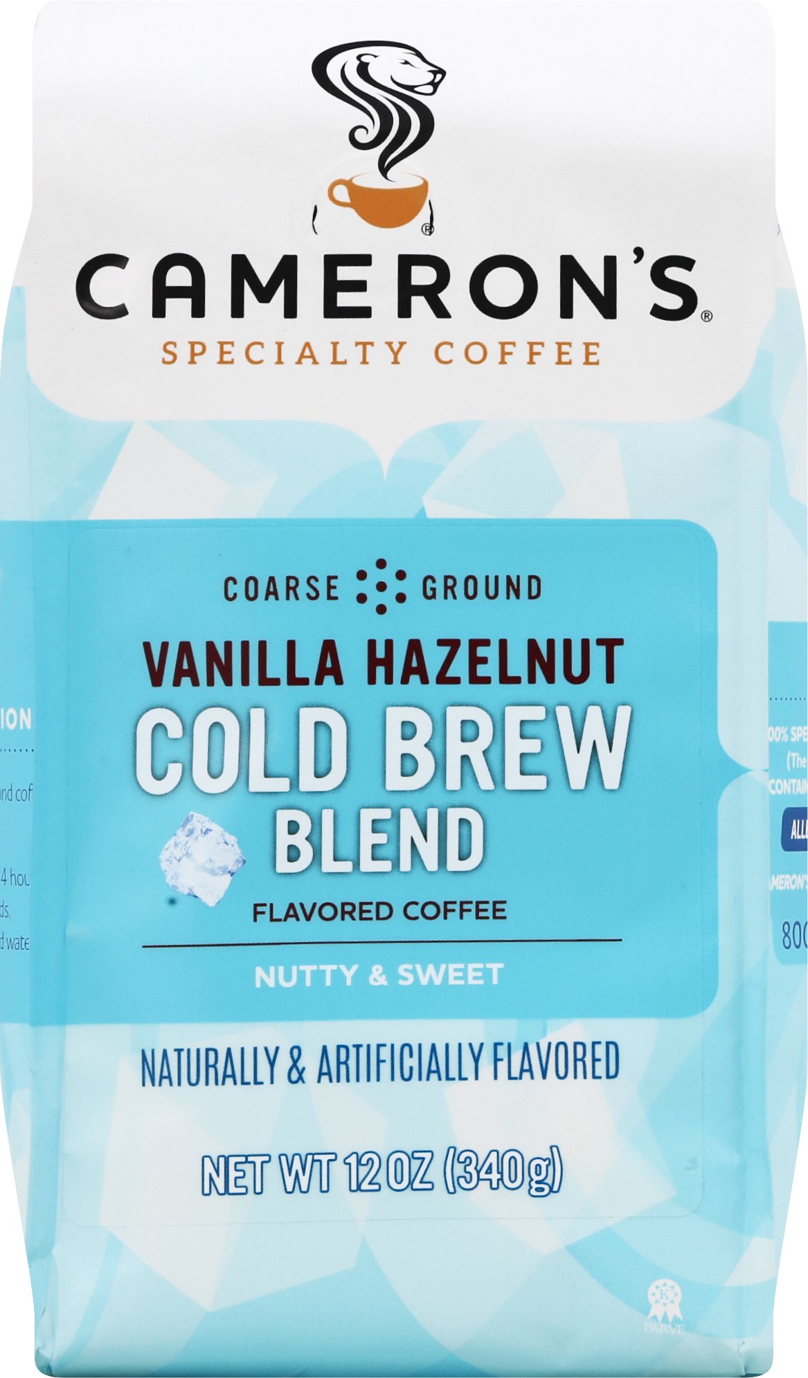 Cameron's Coffee Roasted Ground Coffee Bag, Flavored, Vanilla Hazelnut Cold Brew Blend, 12 Ounce