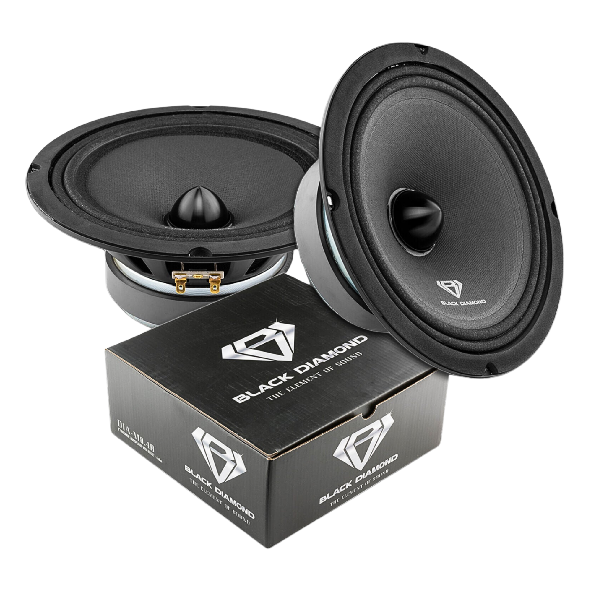 Black Diamond 2x M8.4B Midrange Bullet Speakers 1100W + 2x T1 Tweeters 240W