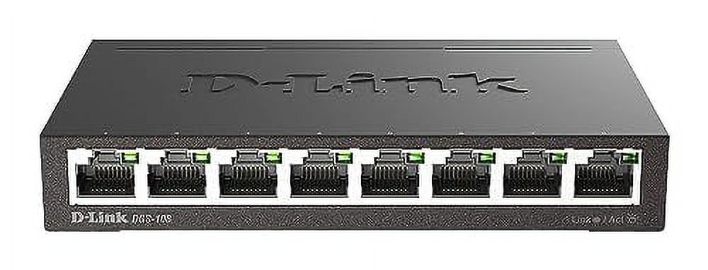 D-Link Ethernet Switch, 8 Port Gigabit Unmanaged Metal Fanless Desktop or Wall Mount Design (DGS-108), Black