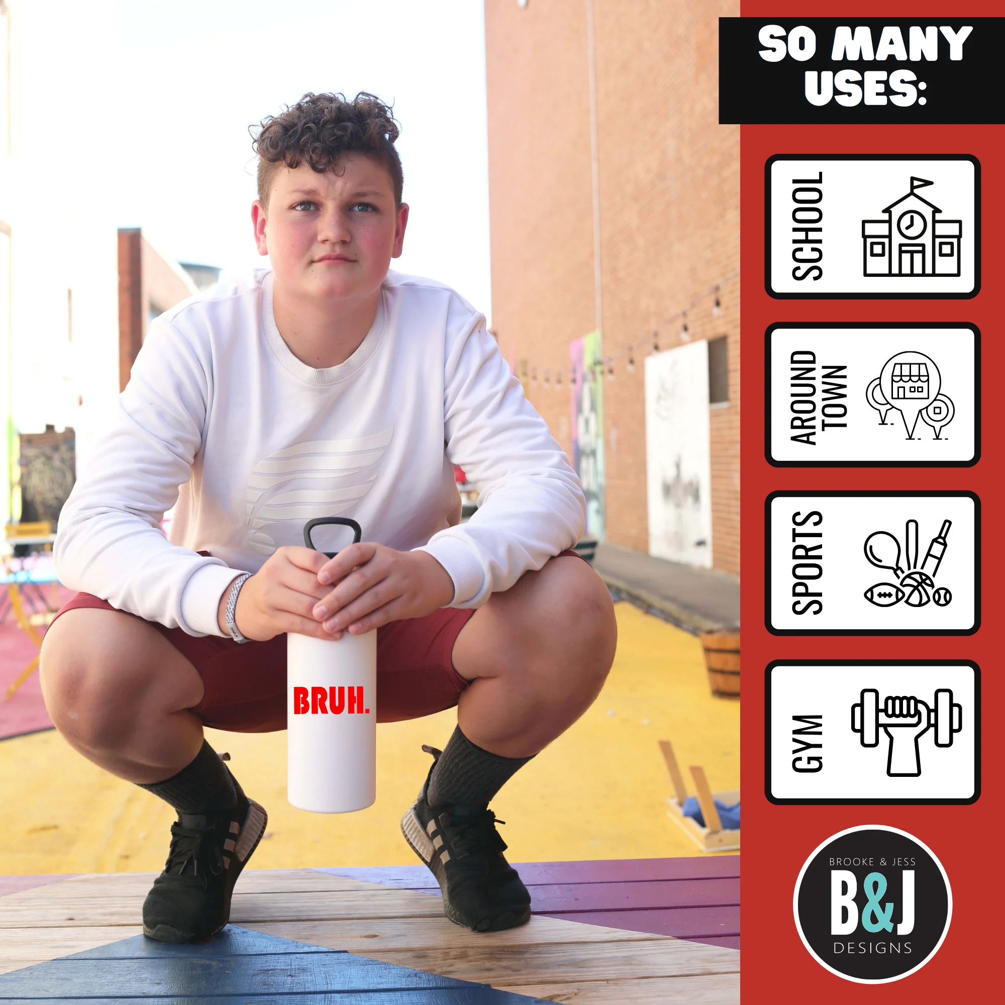 Bruh White 32 oz Water Bottle