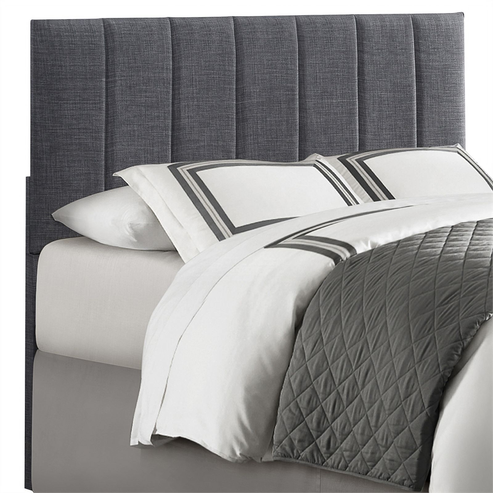Pemberly Row Full Queen Upholstered Panel Headboard in Gray
