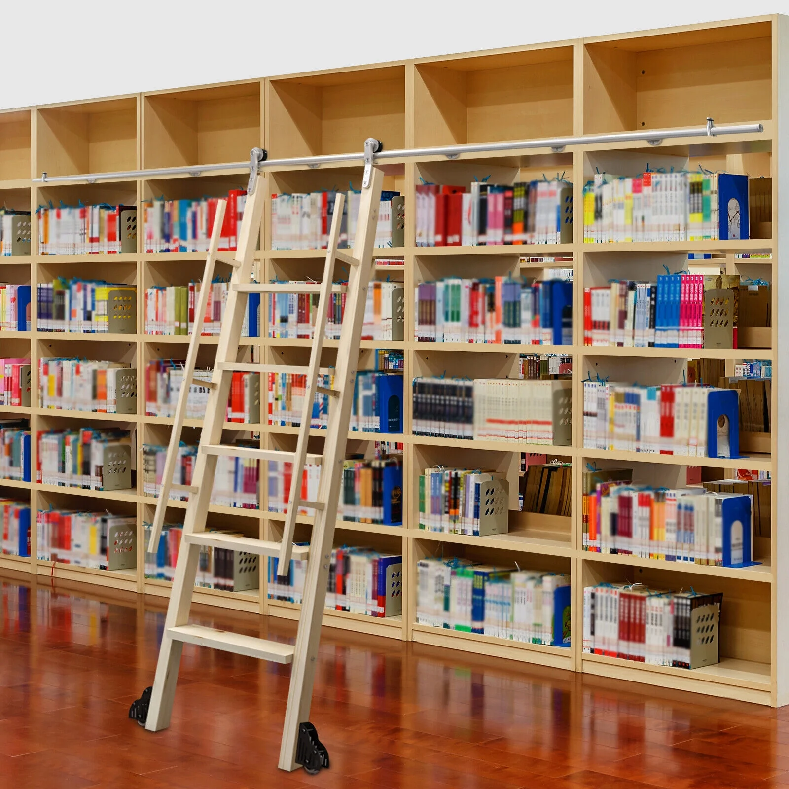 DENEST 10ft Stainless Steel Rolling Ladder Sliding Hardware Rolling Track (No Ladder)