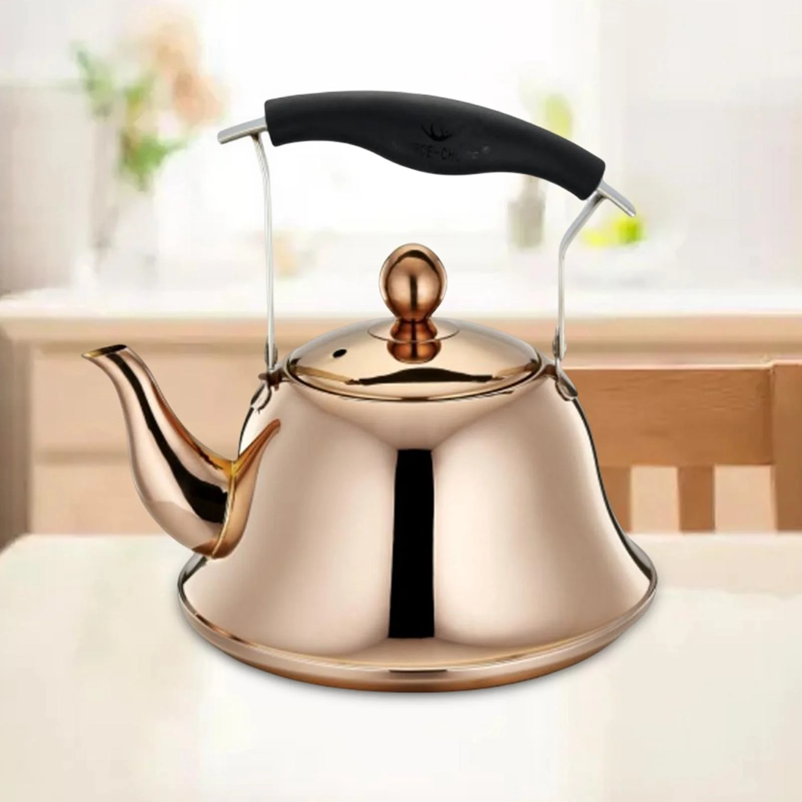 Household Whistling Kettle, Teapot Kettle Picnic Tea Pot 1L Large Capacity Kettle Sounding Kettle Induction Cookers , Rose en
