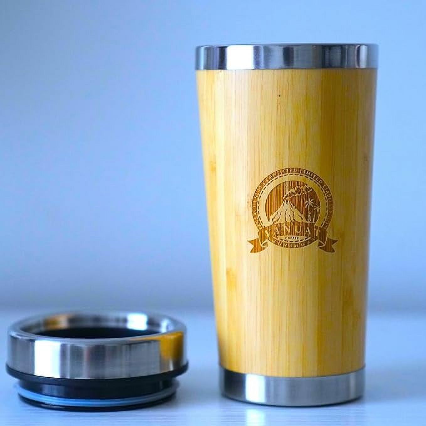 BAMBOO CRAFT THERMOS Cup Double Wall Vacuum Coffee Tumbler Tea Mug Handle Insulated Stainless Steel Water Beverage Bottle Dispenser Slate Matte Para Caf&eacute; Collection