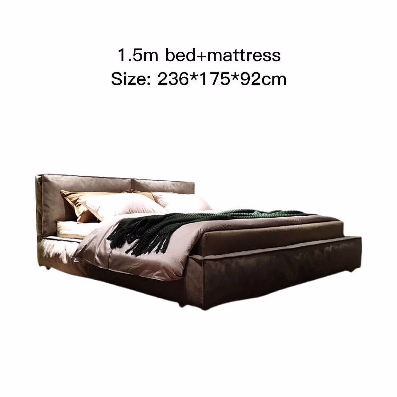 Italy Designer Bedroom Furniture Frosted Cloth Fabric Double Beds Modern Simple King/Queen Size Frame Bedroom Set Home Furniture