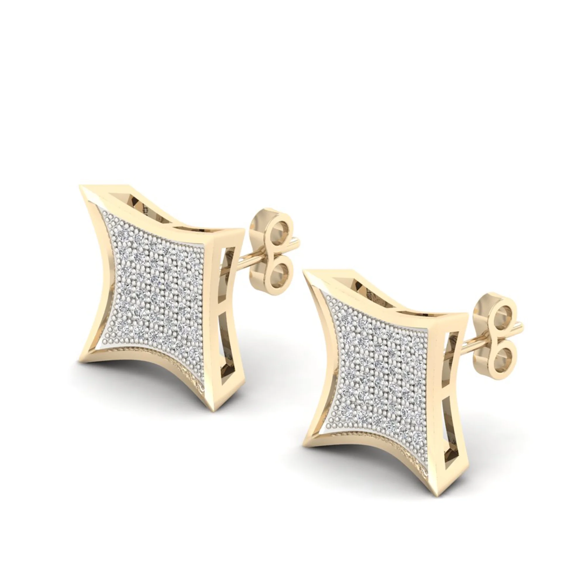 1/4ct TW Diamond 10K Yellow Gold Kite Shape Cluster Stud Earrings