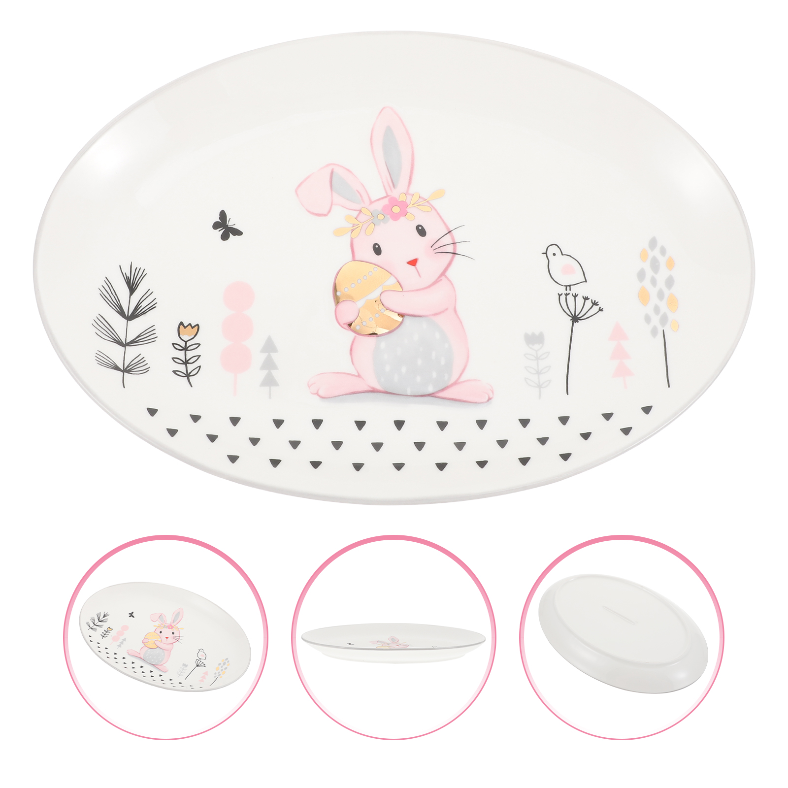 Lovely Rabbit Pattern Plate Creative Ceramic Tableware Dessert Fruits Salad Plate