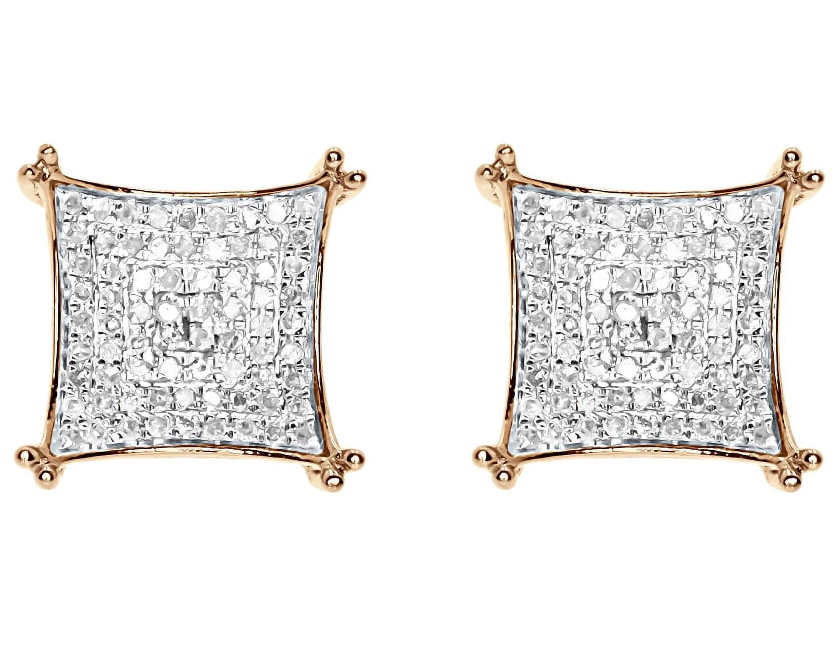 10k Rose Gold Mens Ladies 13mm Round Pave Diamond Kite Stud Earrings 0.75 Ct