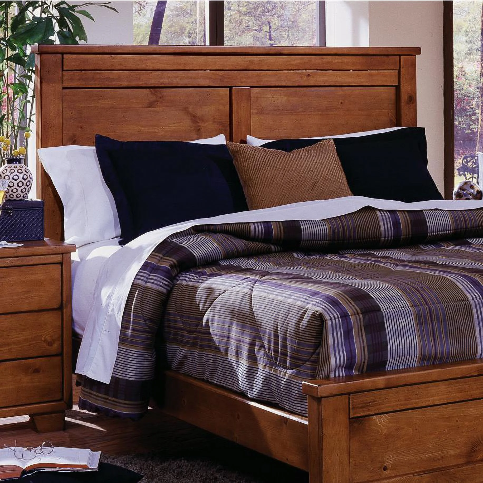 Progressive Furniture Diego Queen Wood Panel Headboard in Cinnamon Pine