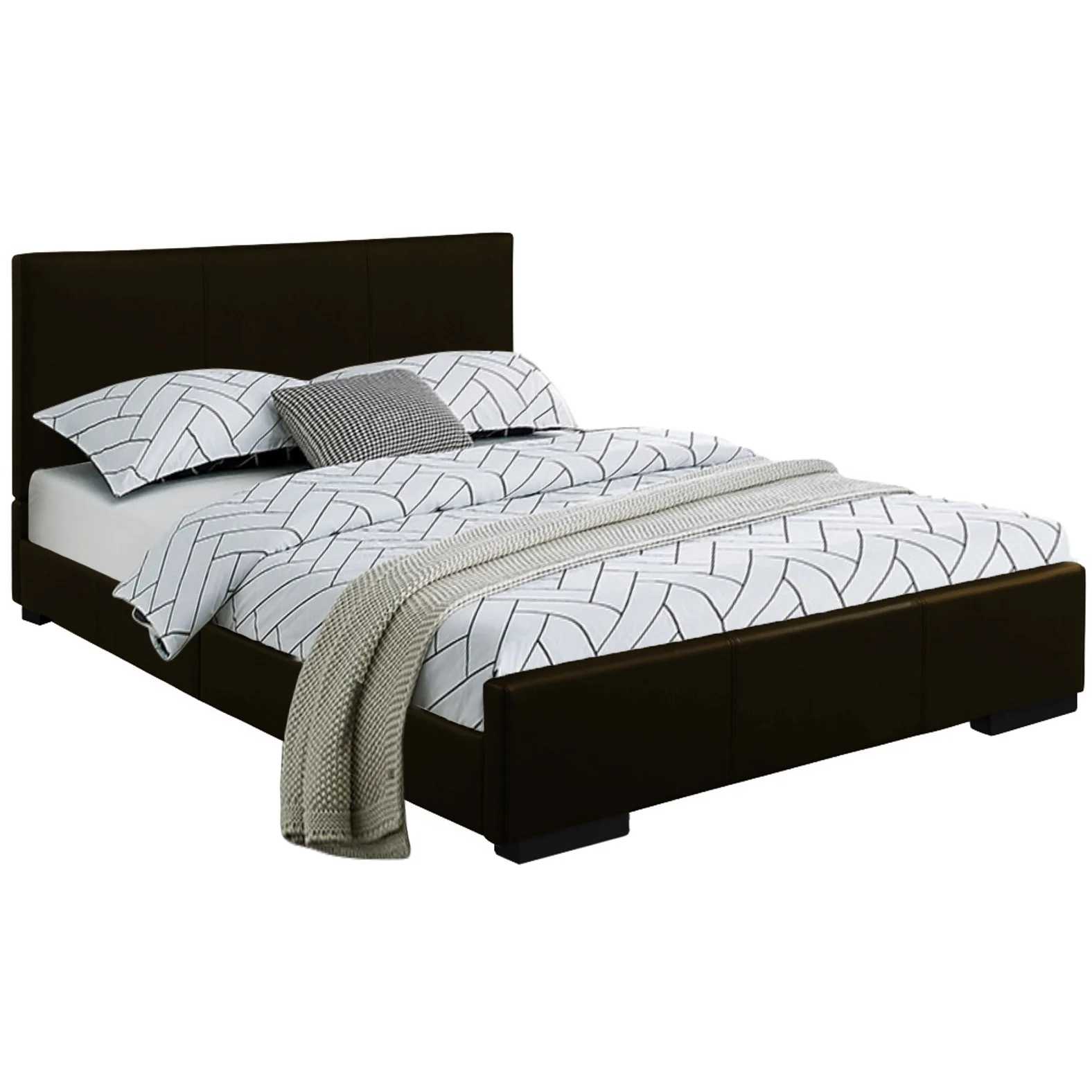 Camden Isle Abbey Platform Bed | Upholstered | Low Profile | Queen, Black