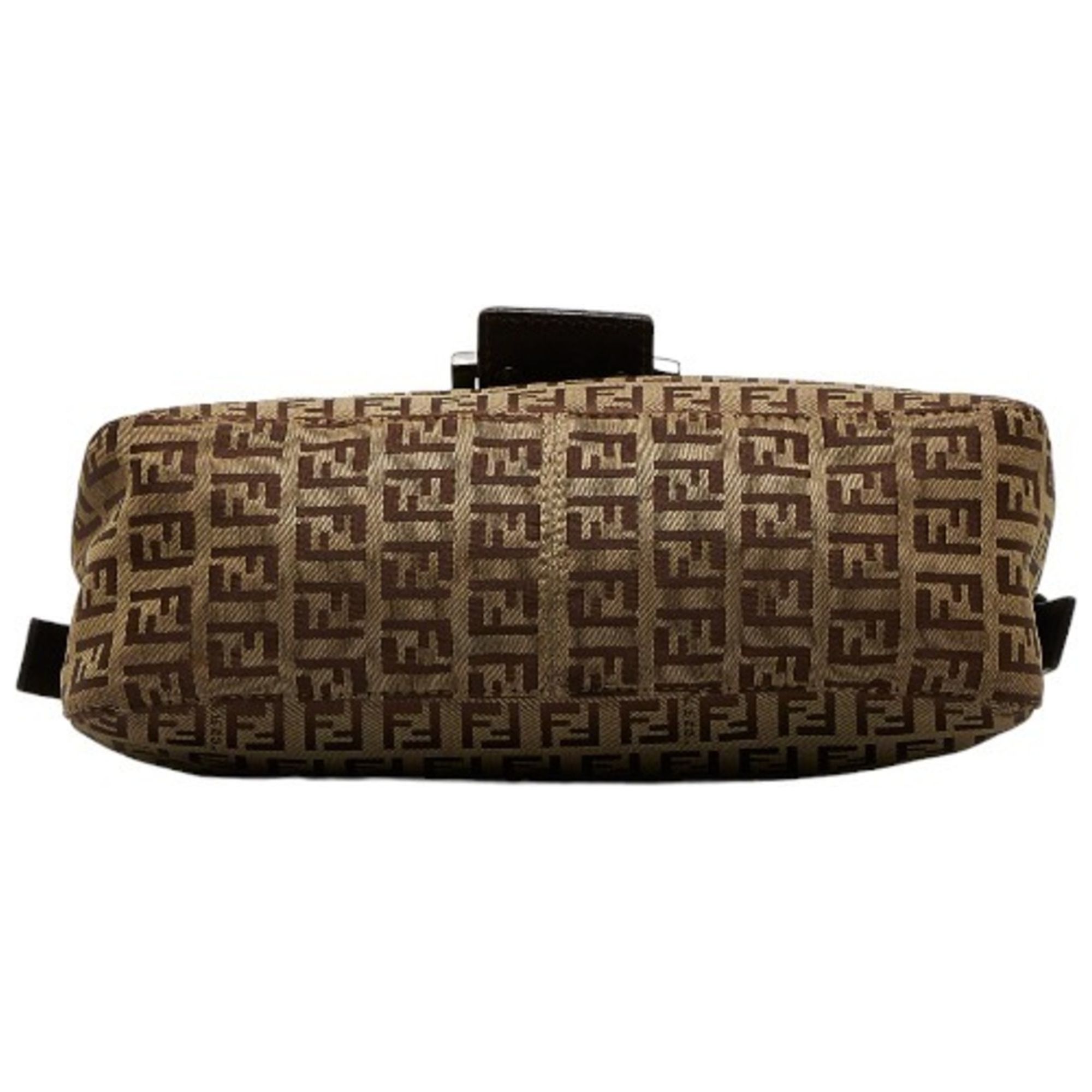 Pre-Owned FENDI Zucchino Mamma Bucket Shoulder Bag 8BR003 Brown Canvas Leather Women's (Fair)