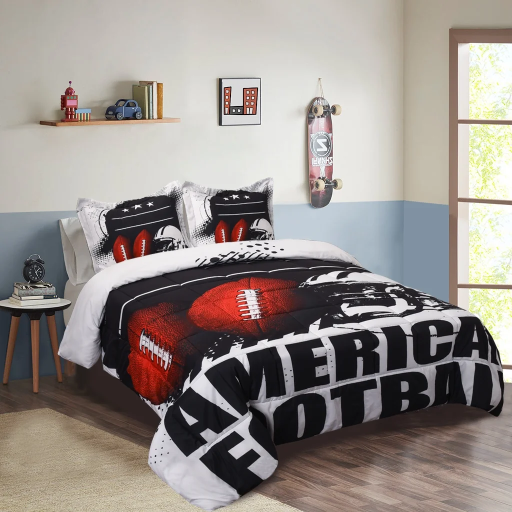 HIG 3D Print Sport Theme Comforter Set 2 PC American Football Bedding Set, Twin Size (S25)