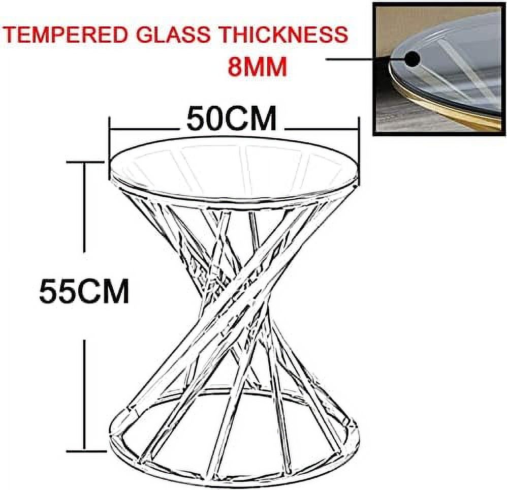 xrboomlife Round Side Table  19.5" Glass End Table with Stainless Steel Frame  Small Coffee Accent Table  Bedside Table  Nightstand Modern Style for Living Room  Balcony  Bedroom (Chr