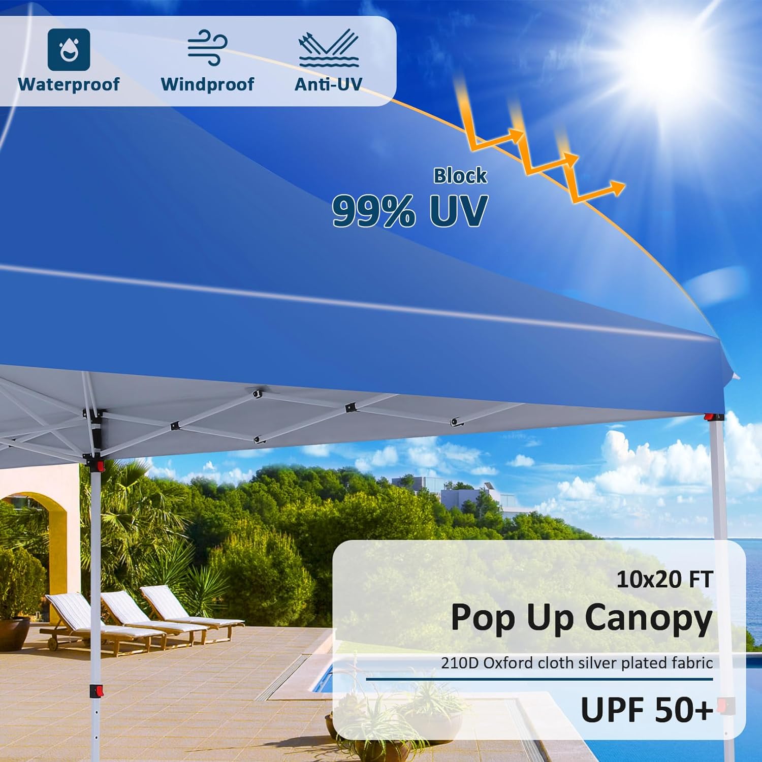 10x20ft Pop Up Canopy Tent with 6 Removable Sidewalls, Easy Up Commercial Canopy, Waterproof and UV50+ Gazebo with Portable Bag, Adjustable Leg Heights, Tents for Parties, with 4 Sandbags