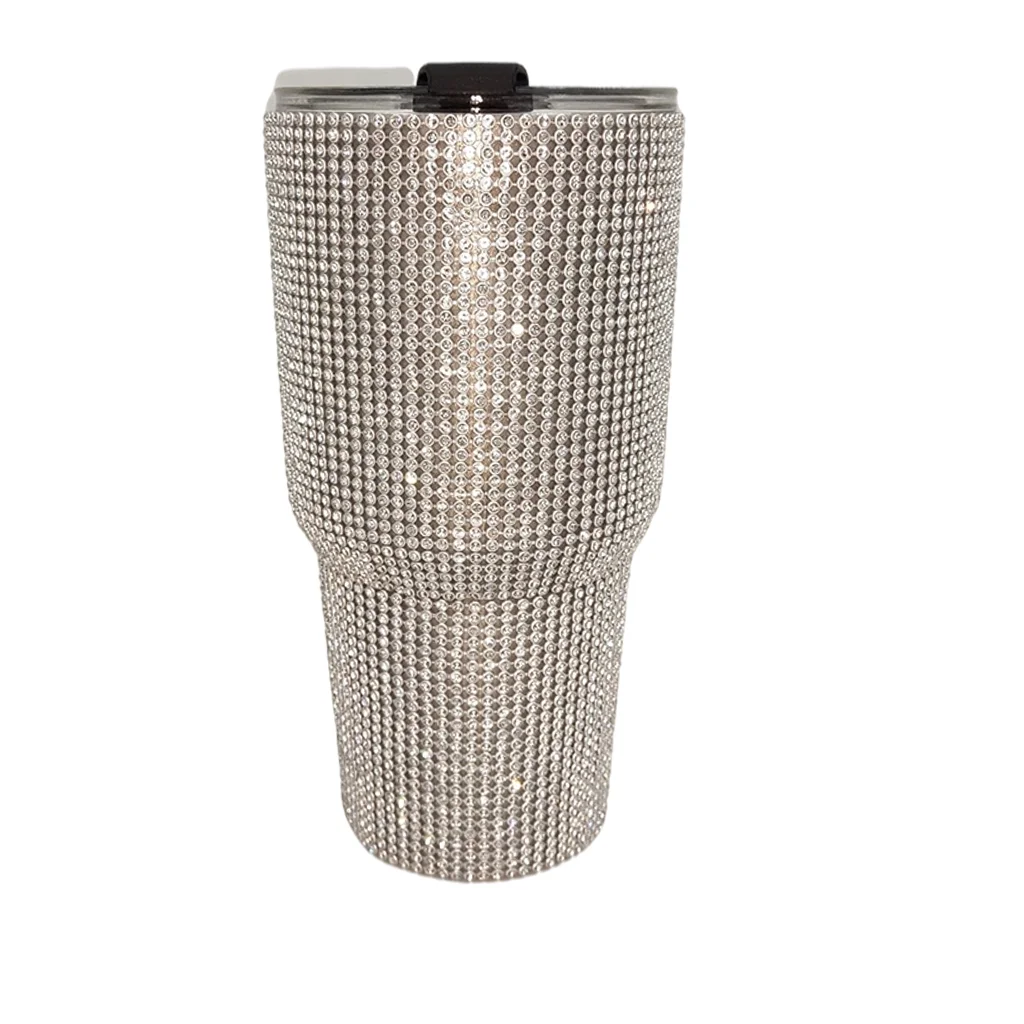 900ml Insulated Diamond Mug Stainless Steel Tumbler Water Vacuum Water Bottle Portable - , 21.5x11x11cm