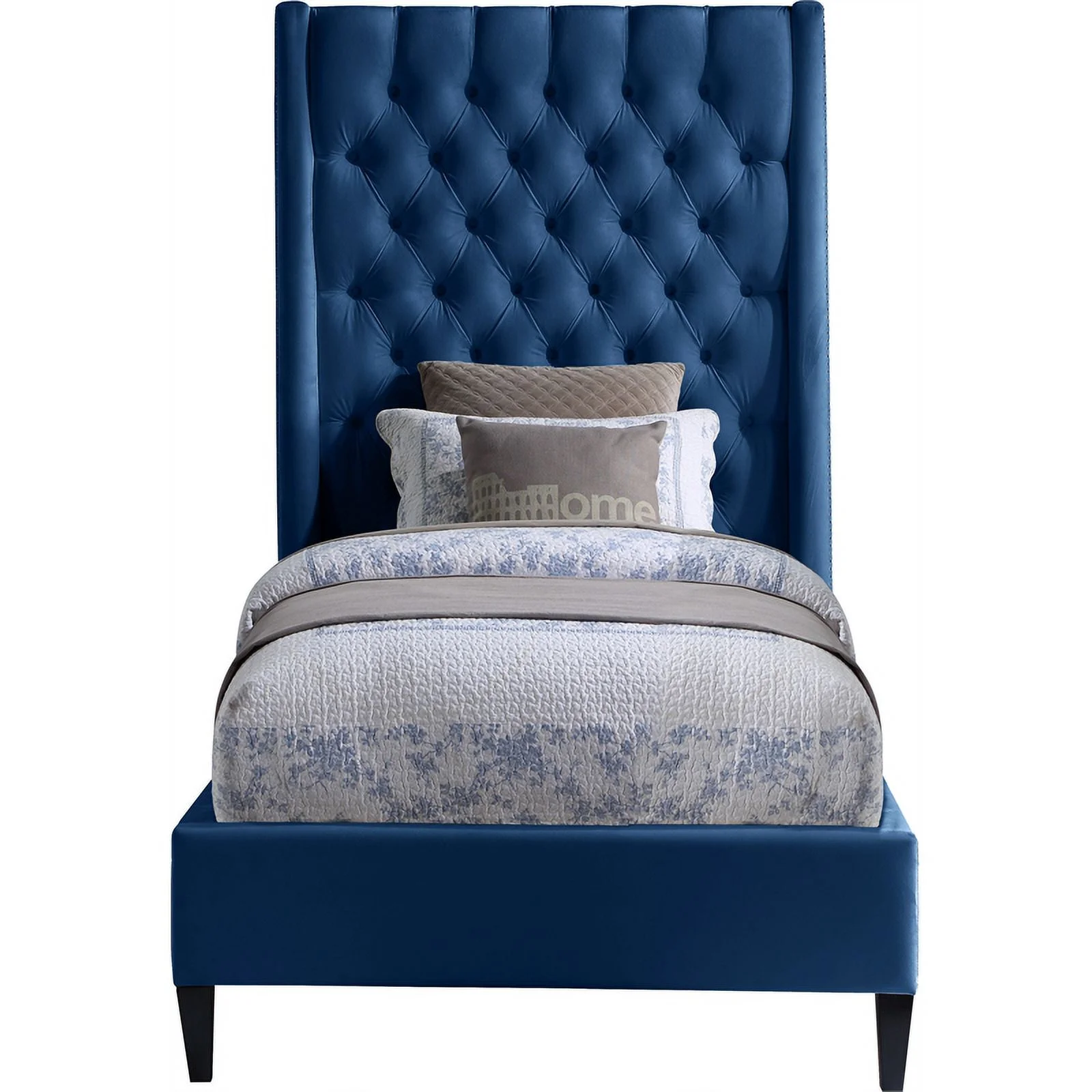 Meridian Furniture Fritz Navy Velvet Twin Bed