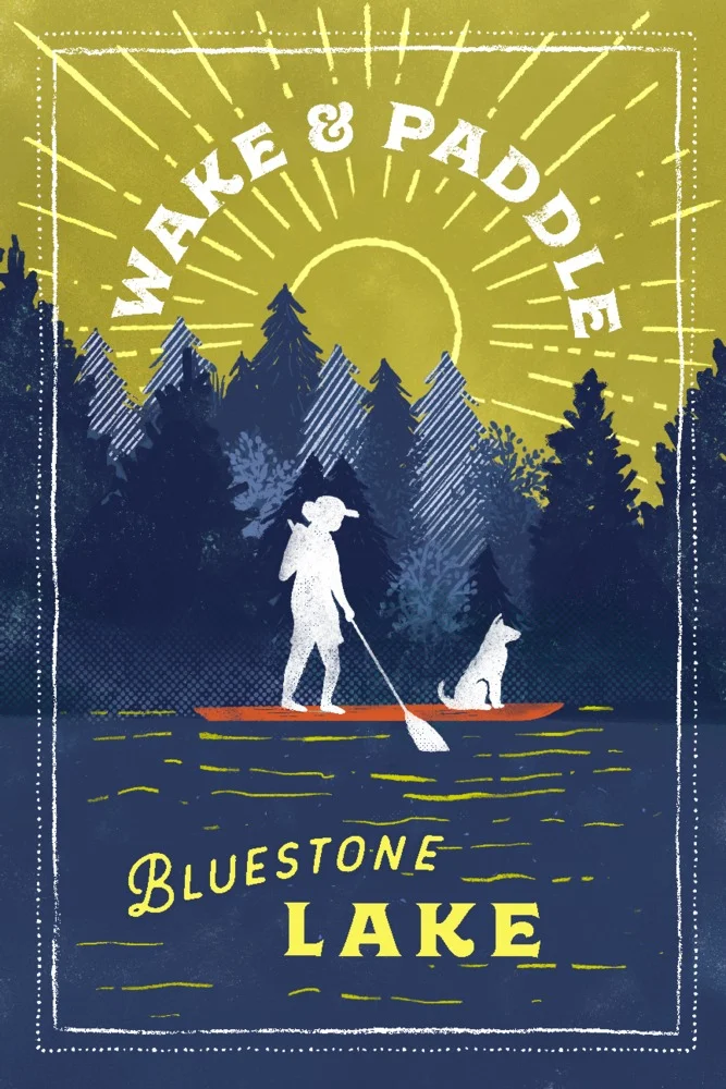 Bluestone Lake, WV, Lake Life Series, Wake and Paddle, Landscape With Trees (12x18 Wall Art Poster, Room Decor)