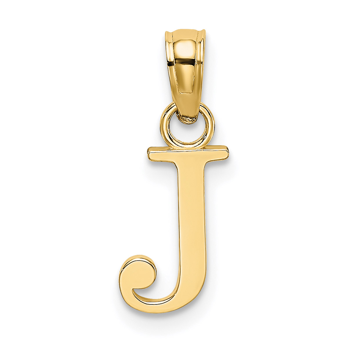 Carat in Karats 10K Yellow Gold Polished J Block Initial Pendant Charm (9mm x 6.2mm) With 10K Yellow Gold Lightweight Rope Chain Necklace 16''