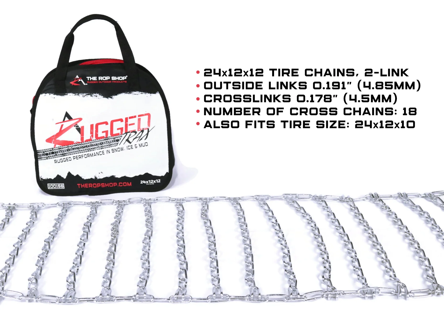 The ROP Shop | Pair of 2 Link Tire Chains 24x12x10 for Can-Am & Yamaha ATV, UTV, 4-Wheeler