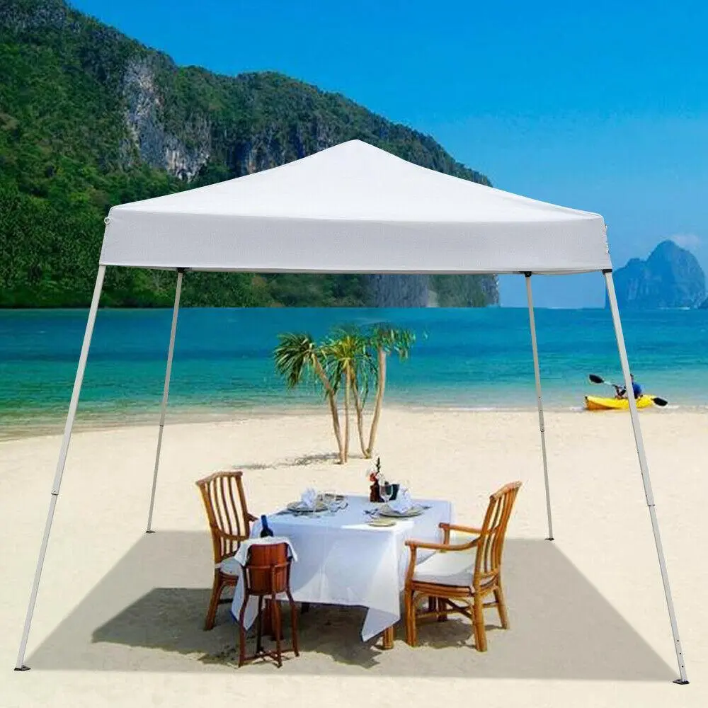 White Easy Pop-Up Patio BBQ Party Tent Sun Shade Shelter Folding Gazebo 8'x8'