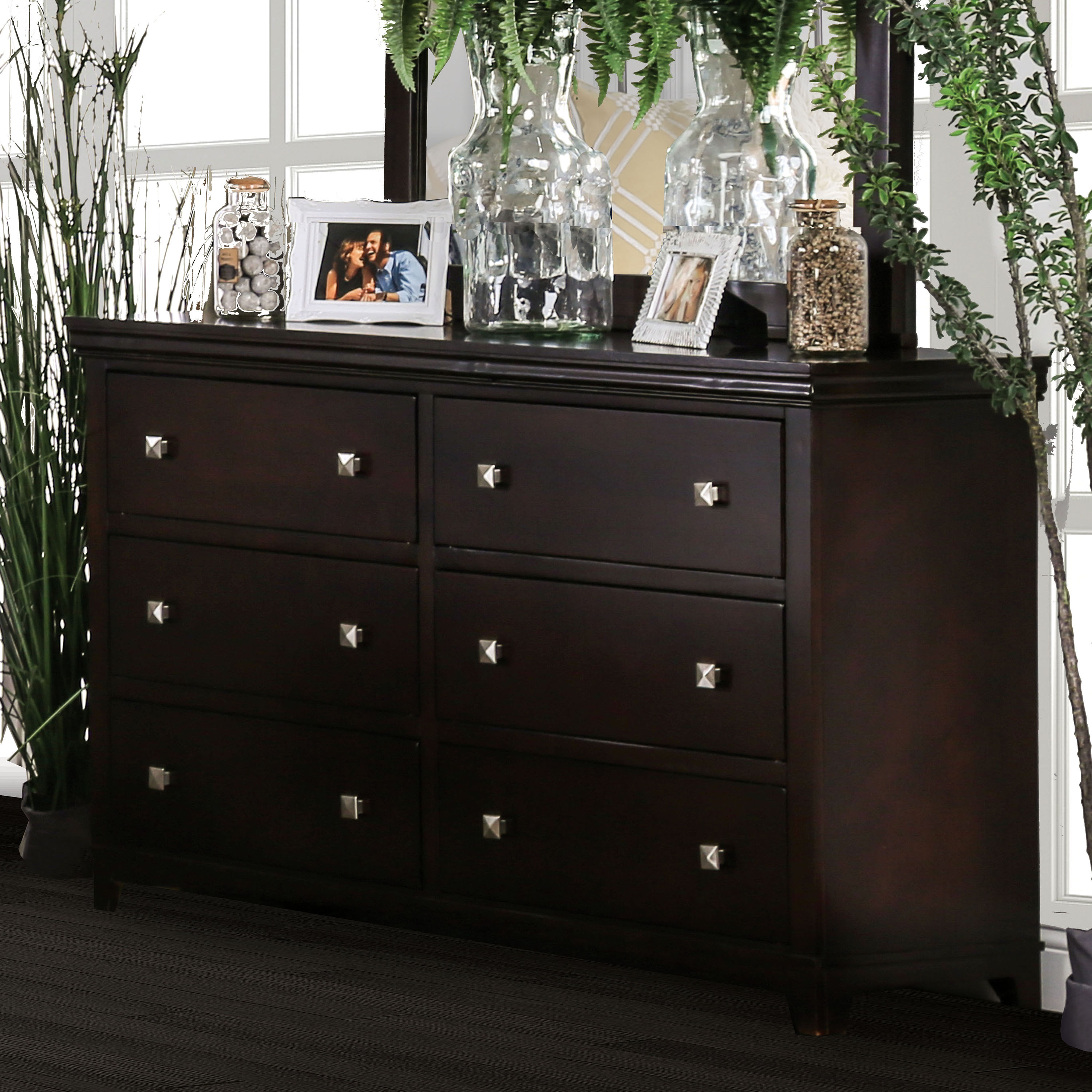 Furniture of America Katherine Transitional 6-Drawer Dresser, Espresso