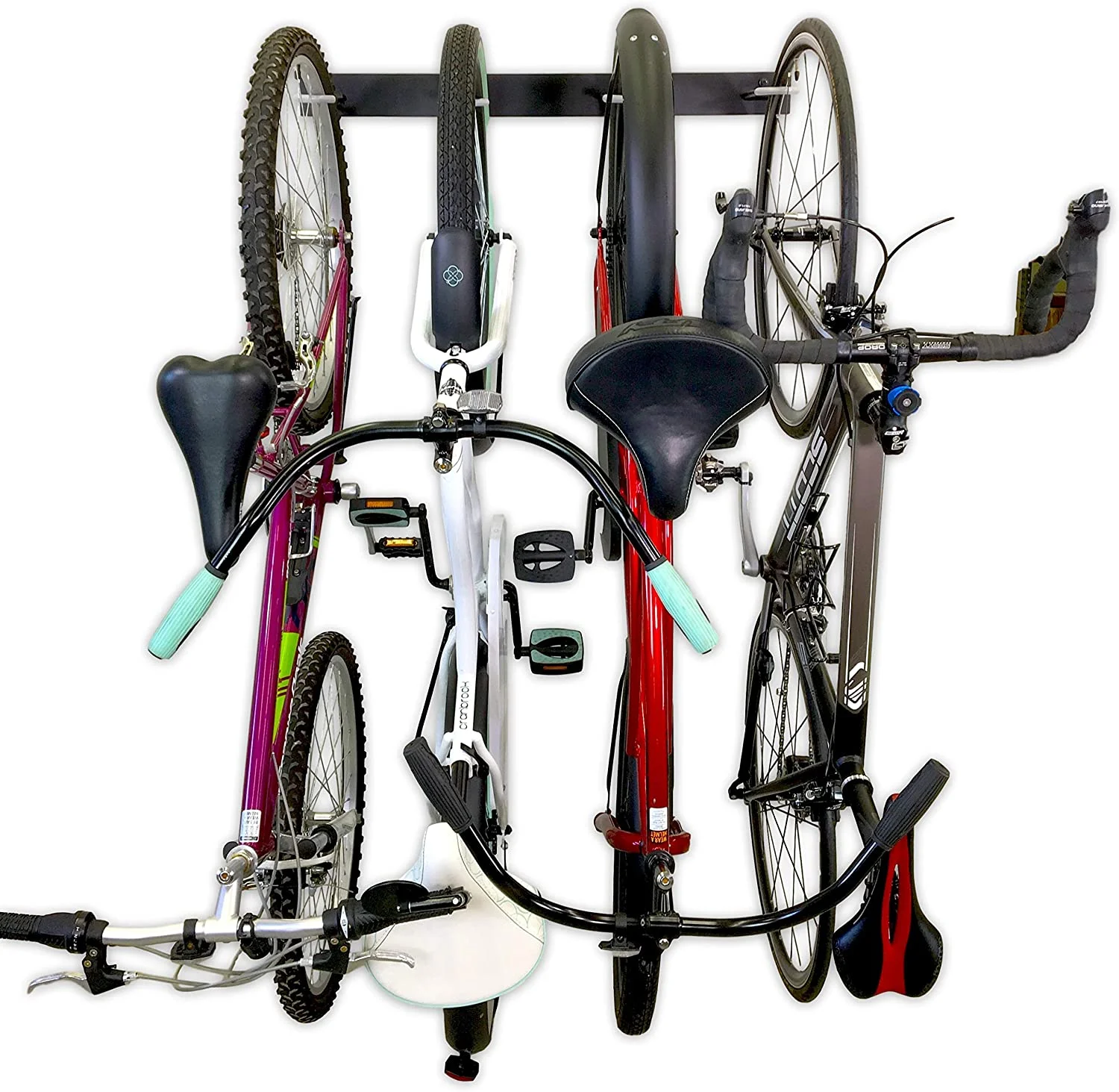 StoreYourBoard BLAT Bike Wall Storage Rack, 4 Bicycles, Solid Steel, 200 lbs Garage Organizer