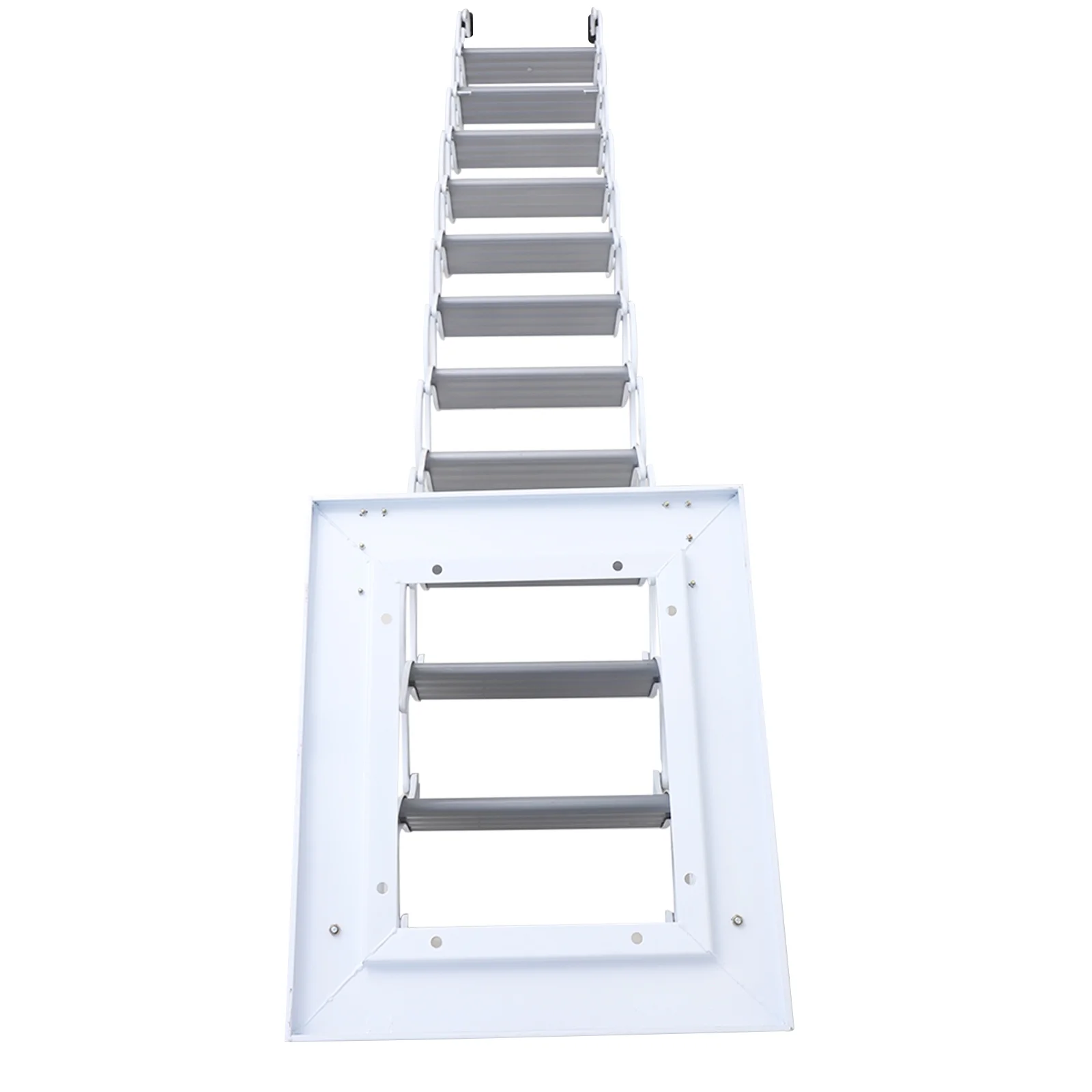 Miumaeov 9.18 ft/ 2.8m 12 Steps Pull Down Attic Stairs Alloy Attic Access Ladder Loft Wall Ladder Stairs Wall-Mounted Folding Ladder Retractable Attic Ladder with Armrests