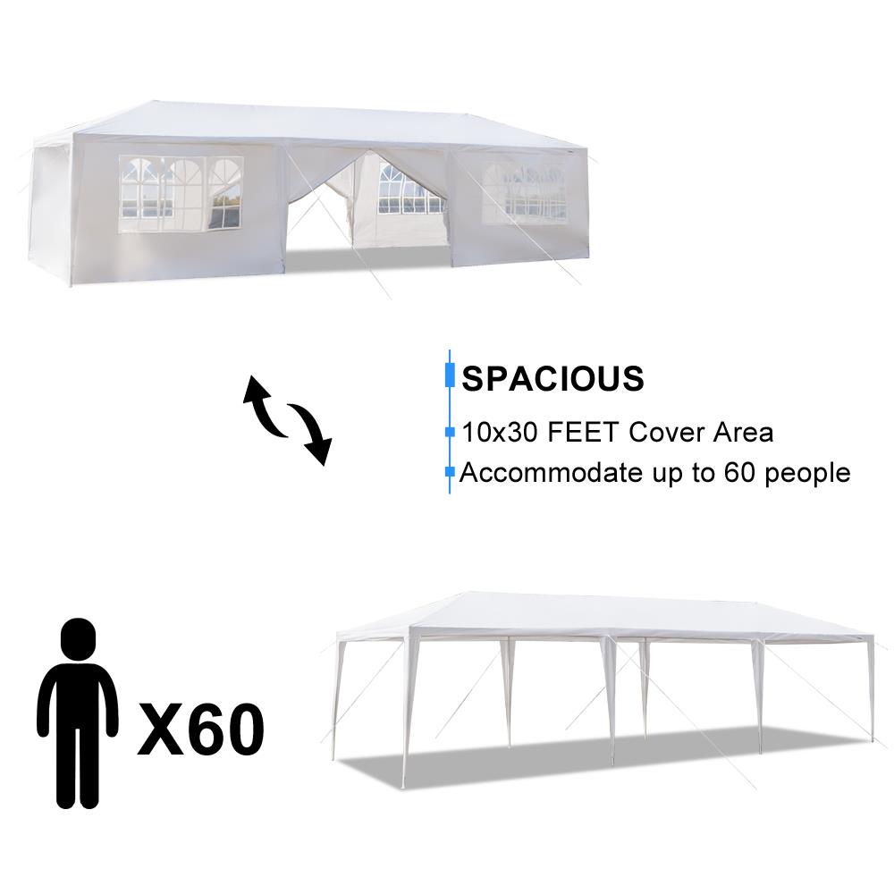 Winado 10'x 30' Canopy Wedding Party Tent w/8 Sidewalls Gazebo Pavilion White