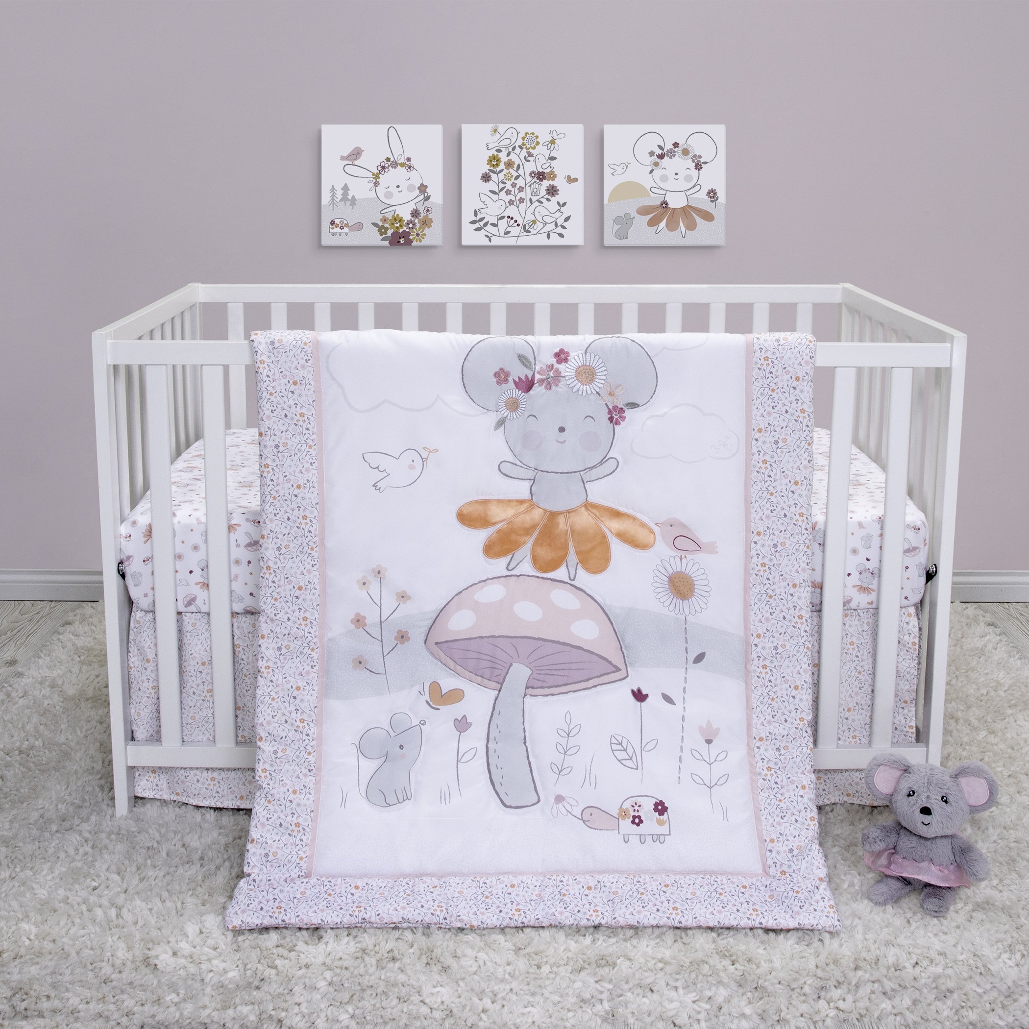 Sammy & Lou Dancing Mouse 4 Piece Crib Bedding Set, Multi-Color, Infant, Mouse Character