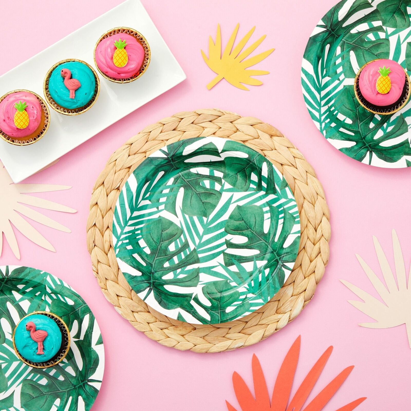 80-Pack Hawaiian Party Plates, Disposable 9