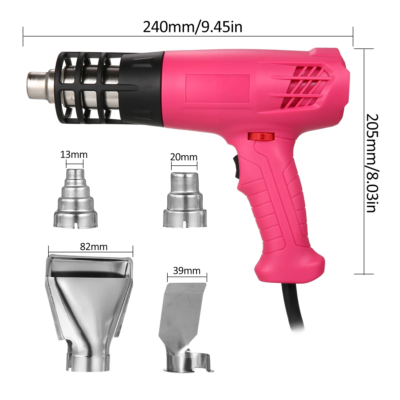 Arealer 1600-2000W Hot Air Heating Machine Kit with Dual Setting (122℉~1012℉) Fast Heating Tool with 4 Nozzles for Crafts Shrink Tubing Wrapping Stripping Paint Epoxy Resin
