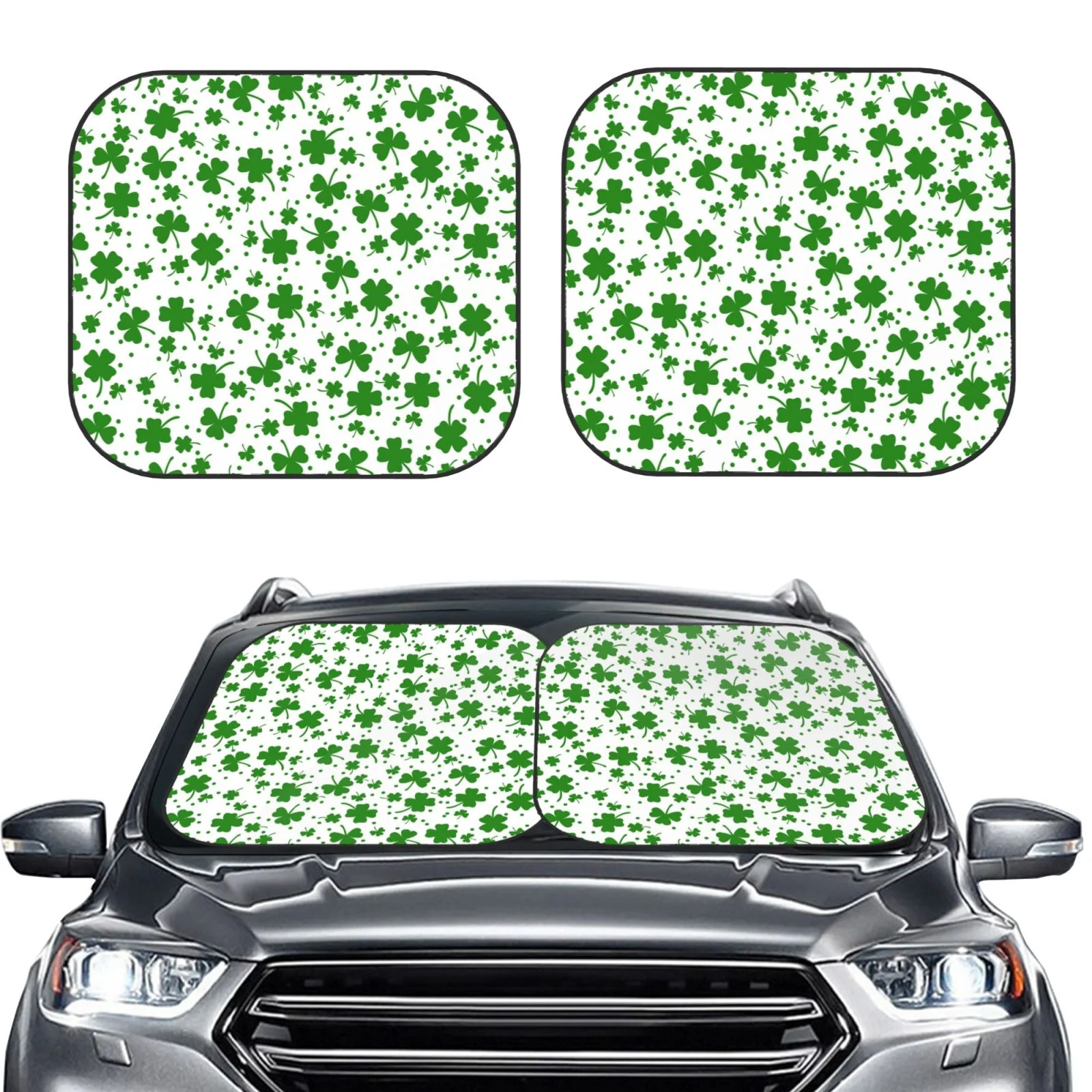 Lukts St Patrick'S Day4 Print 2 Piece Car Sun Shade Windshield,Foldable Car Shade Front Windshield With Keeps Your Vehicle Cool, For Most Sedans Suv And Trucks - Small