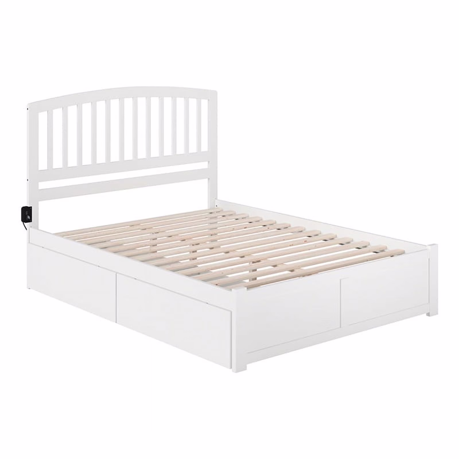 Leo & Lacey Transitional Solid Wood Urban Queen Storage Platform Bed in White