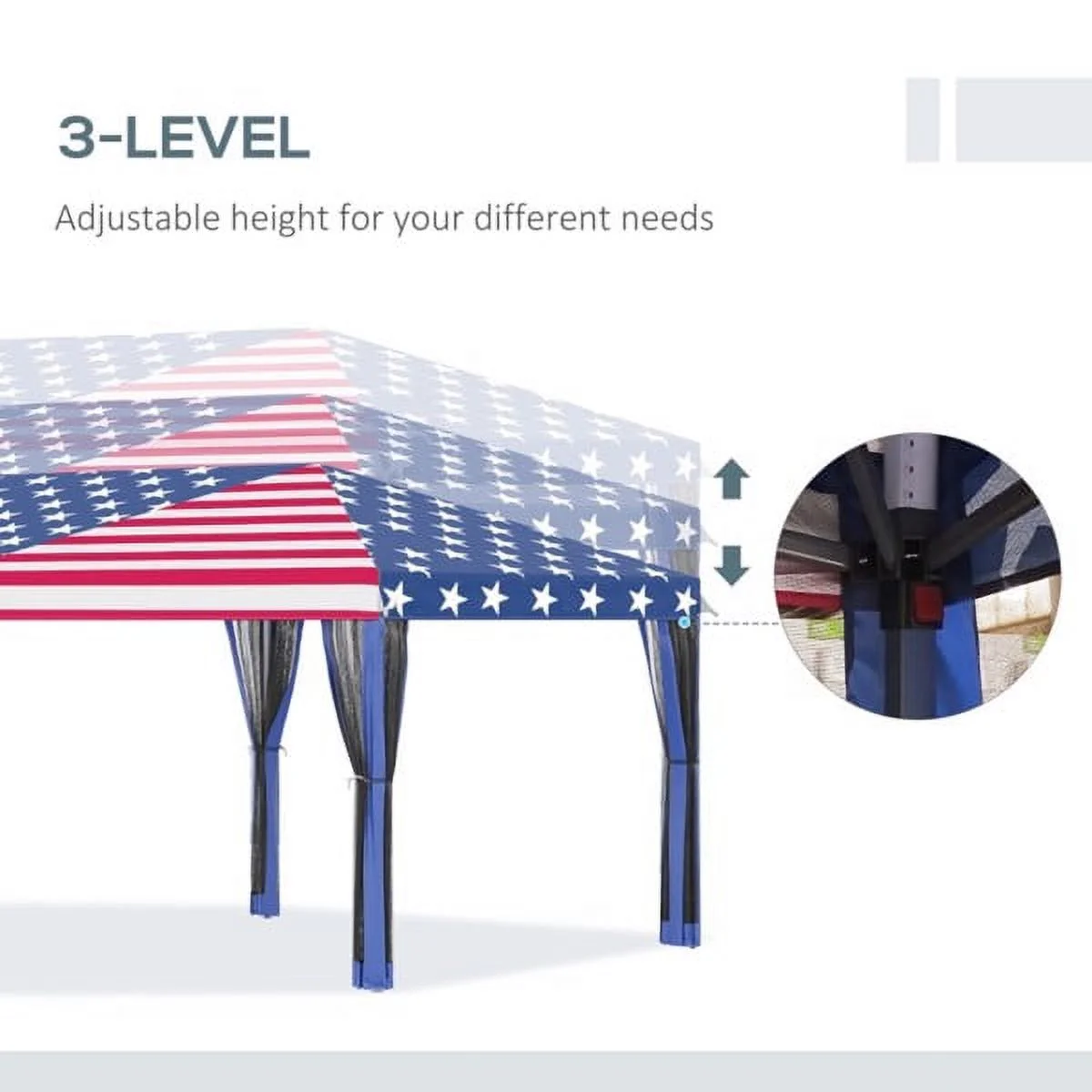 3X3M Pop Up Canopy Party Tent with Netting, Instant Gazebo Ez up Screen House Room with Carry Bag Height Adjustable-AS