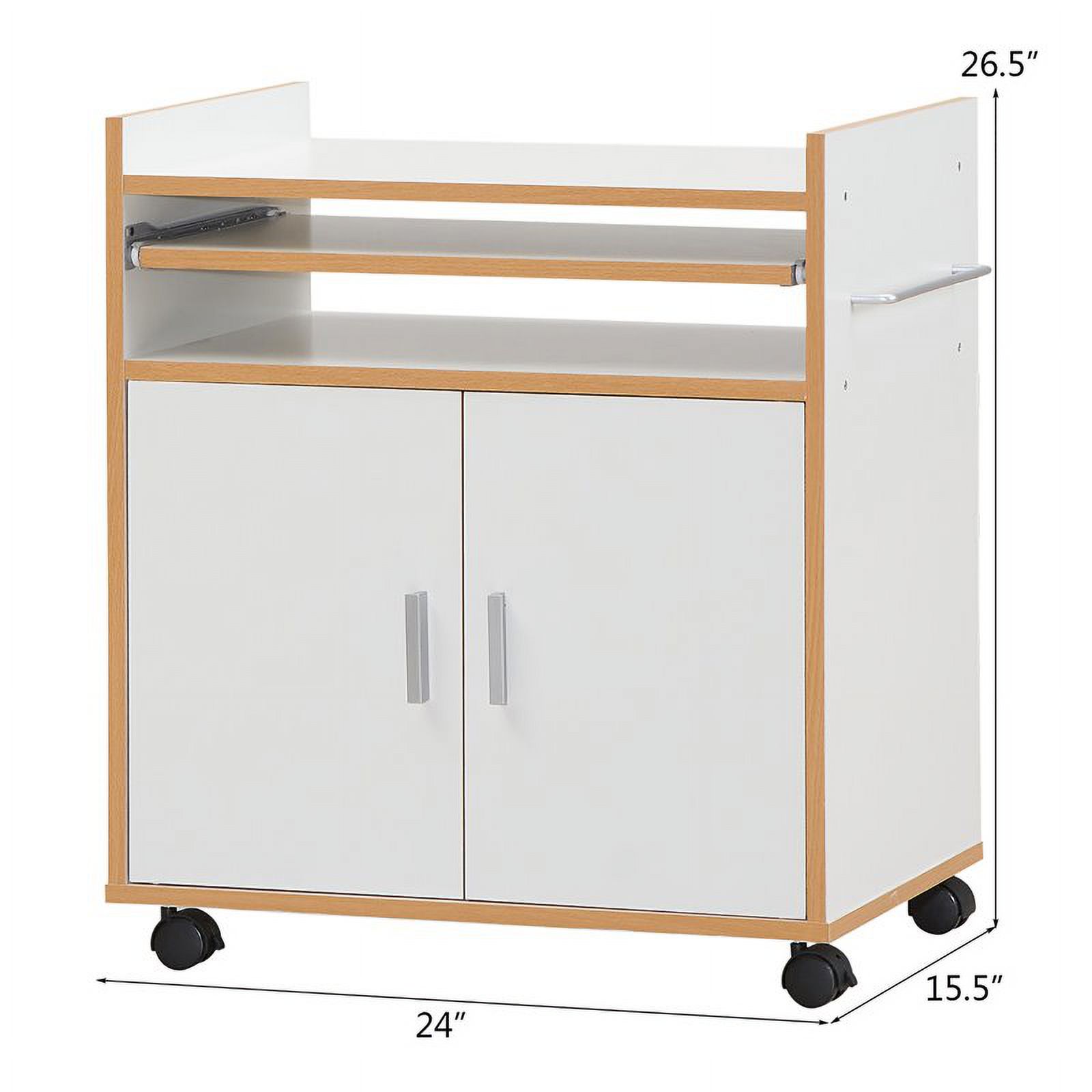 Pemberly Row Wood Kitchen Trolley Microwave Cart with Removable Shelf in White