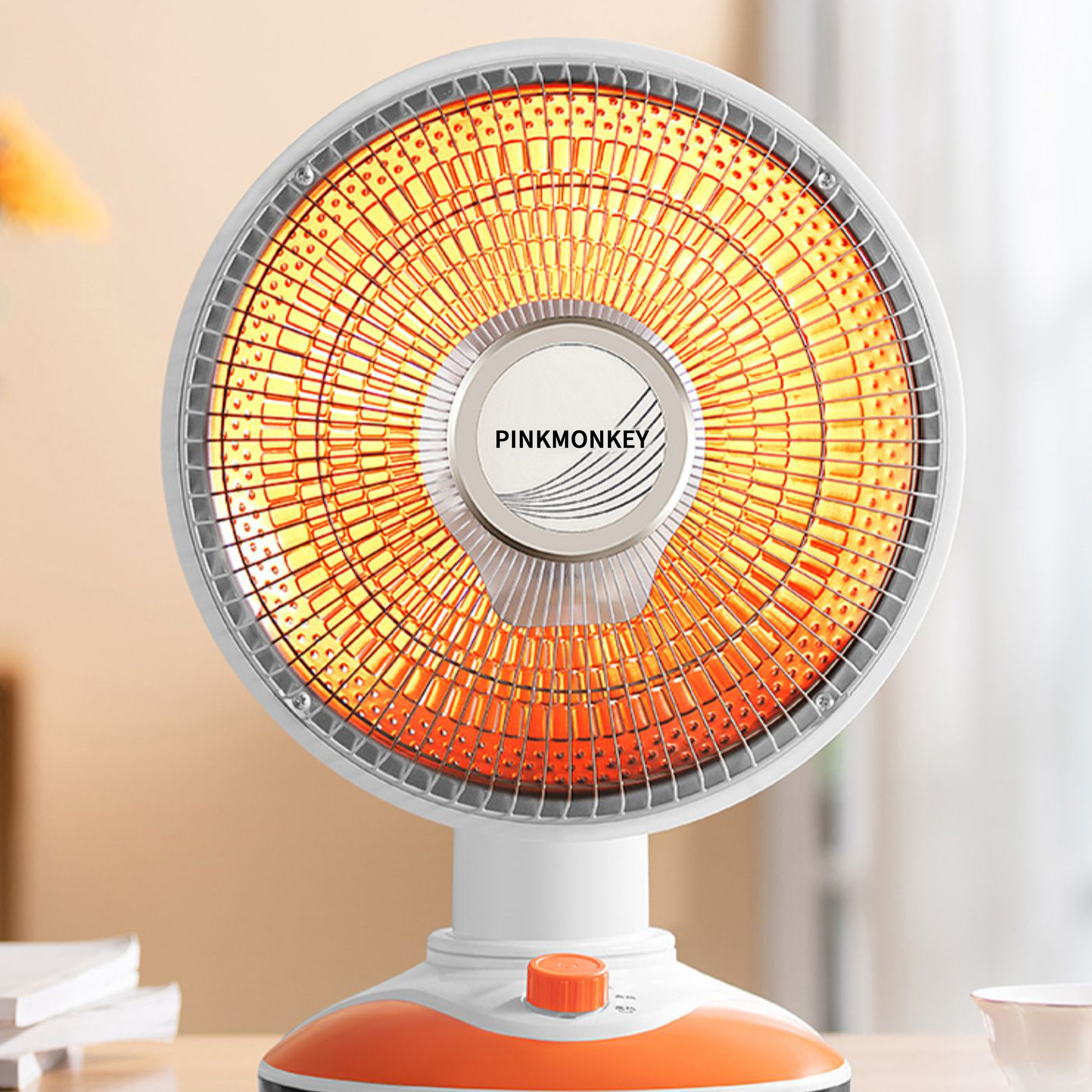 PINKMONKEY Portable Electric Space Heater with Thermostat, Safe and Quiet Ceramic Heater Fan for Office Room Desk Indoor Use