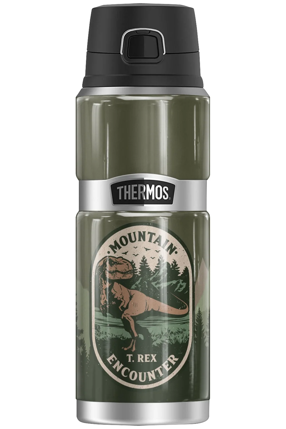 Jurassic World T-Rex Mountain Encounter THERMOS STAINLESS KING Stainless Steel Drink Bottle, Vacuum insulated & Double Wall, 24oz