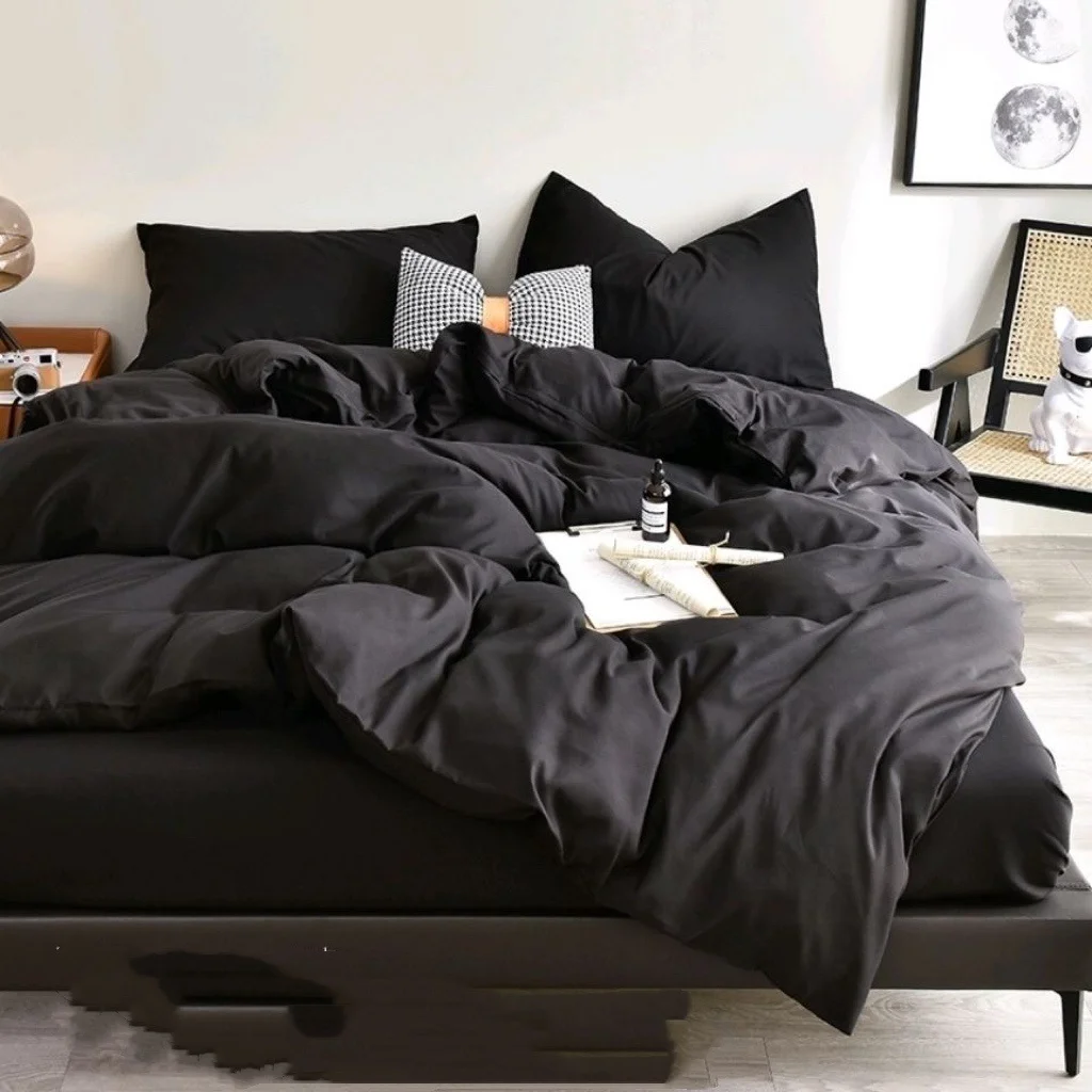 DBOZE Cotton Blend 5 Pieces Bed In A Bag Down Alternative Comforter Sets, Black, King/Cal King