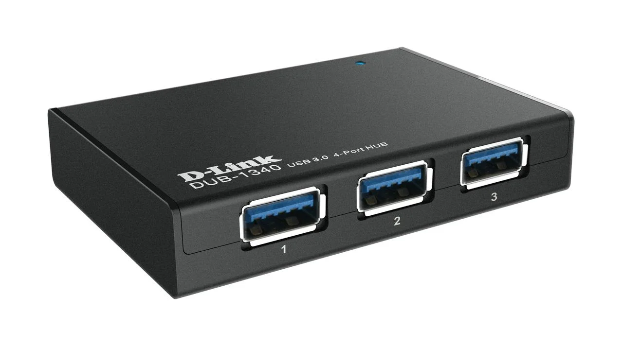 D-Link 4-Port USB 3.0 SuperSpeed USB Hub including 4 Fast Charging Ports, micro USB Port and 5V/4A Power Adapter (DUB-1340)