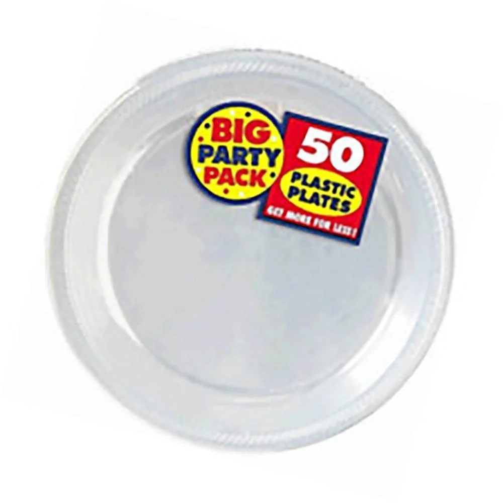 amscan Big Party Pack Plastic Lunch Plates, 10.5-Inch, Clear, 100 Count