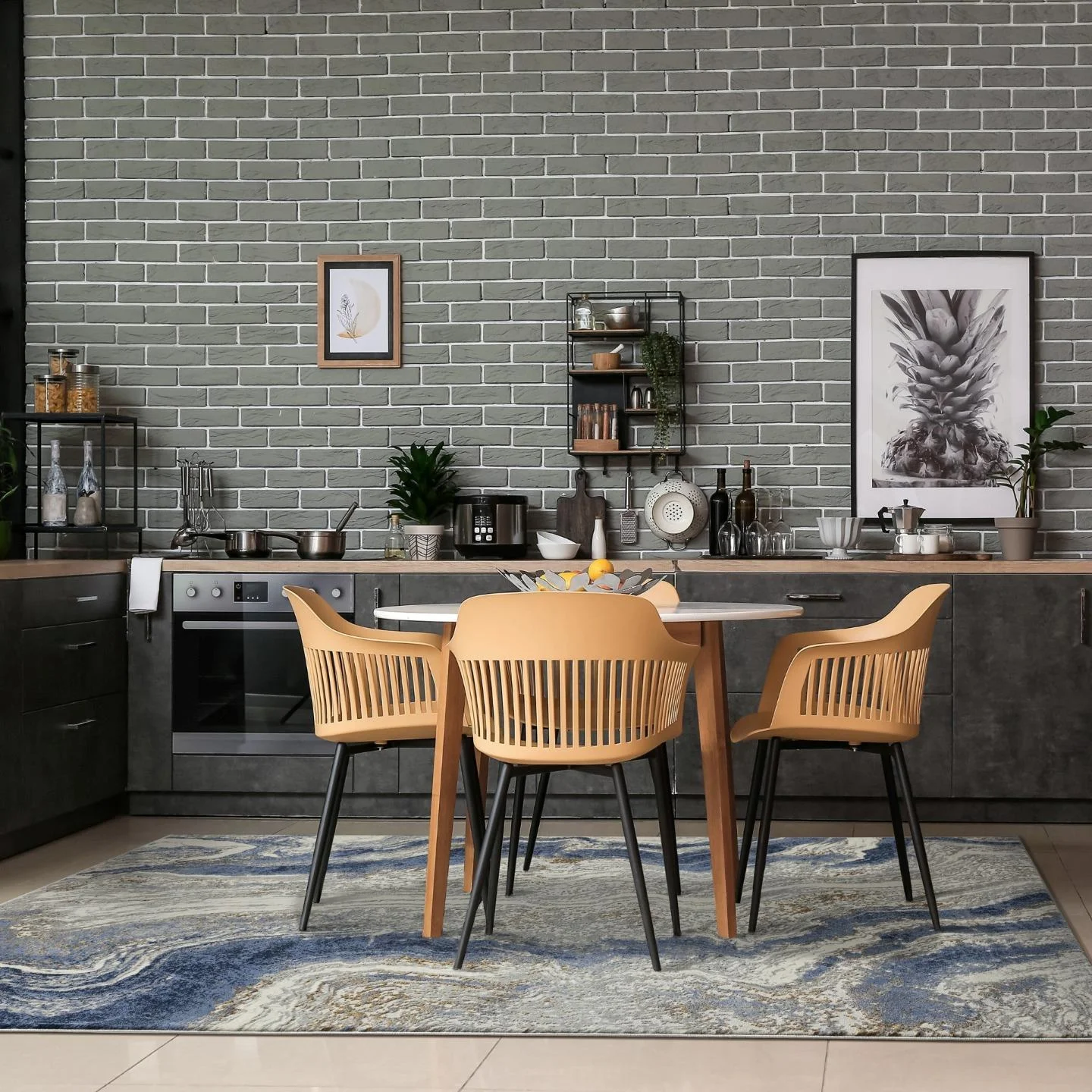 Luxe Weavers Marble Collection Blue 8x10 Artistic Abstract Area Rug