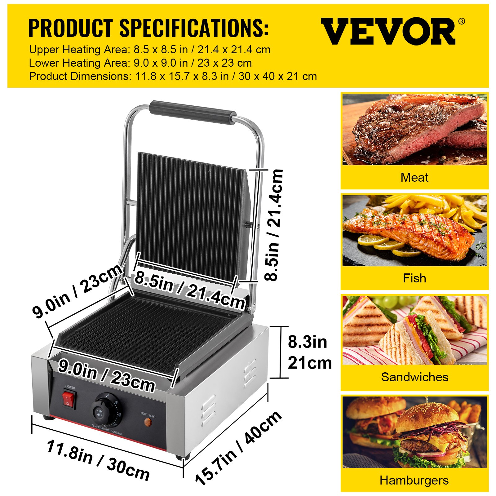 1800W Electric Sandwich Bread Toaster Press Maker