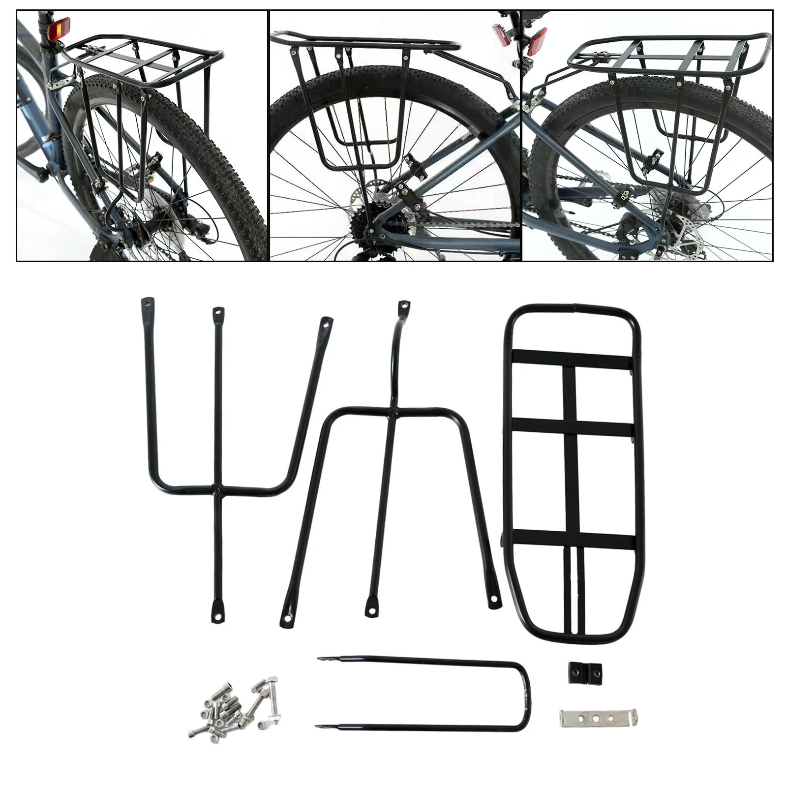 AMLESO Rear Cargo Rack Bike Rear Rack Pannier Rack Replacement Carrier Bracket Panniers Durable Carrier Rack