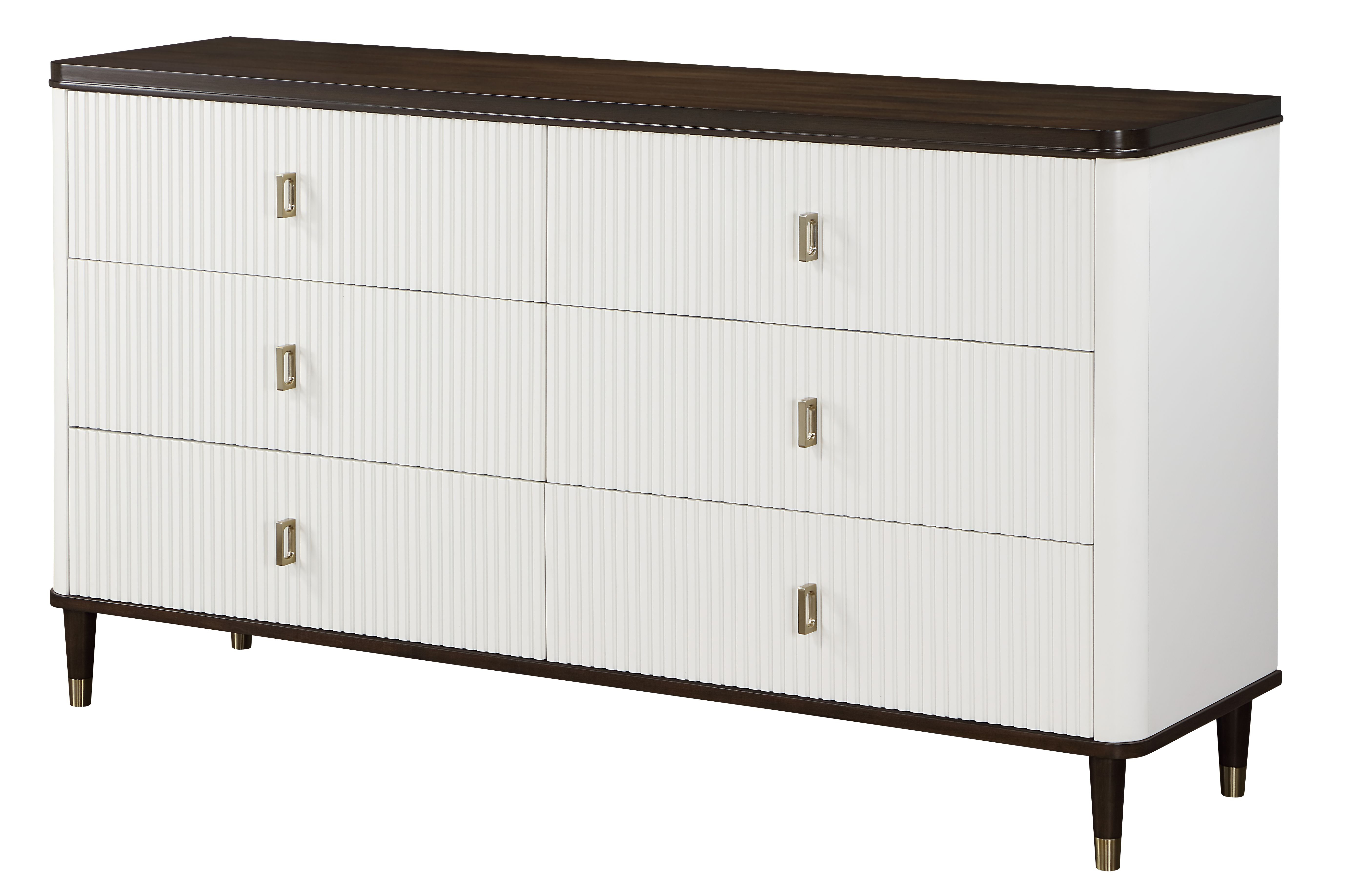 ACME Carena Wooden 6-Drawer Dresser with Jewelry Tray in White and Brown