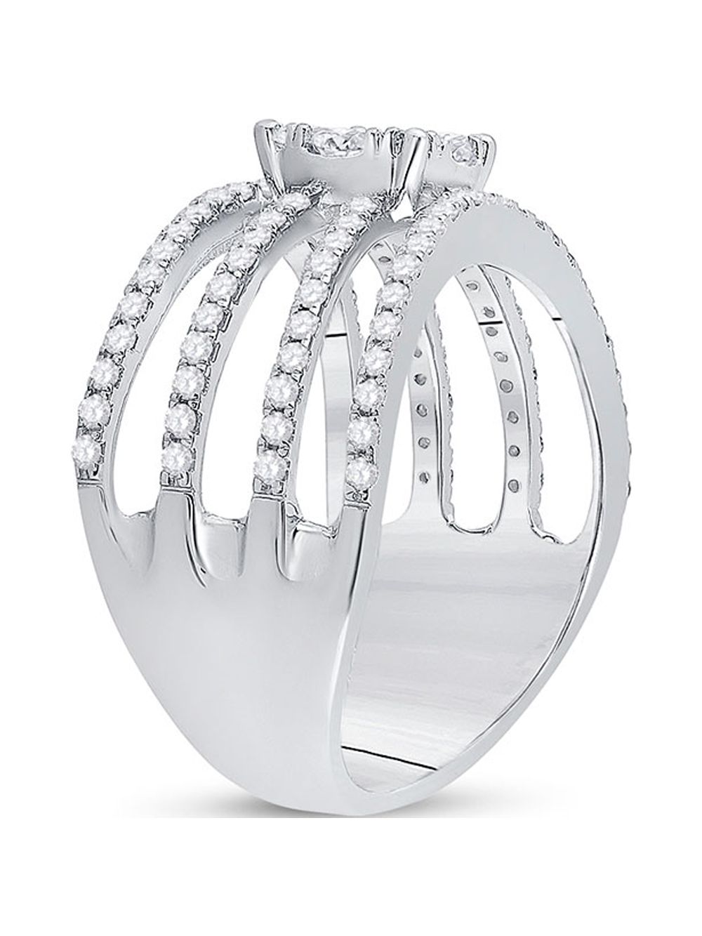 Diamond Princess 10kt White Gold Womens Round Diamond Four Row Flower Cluster Ring 1 Cttw