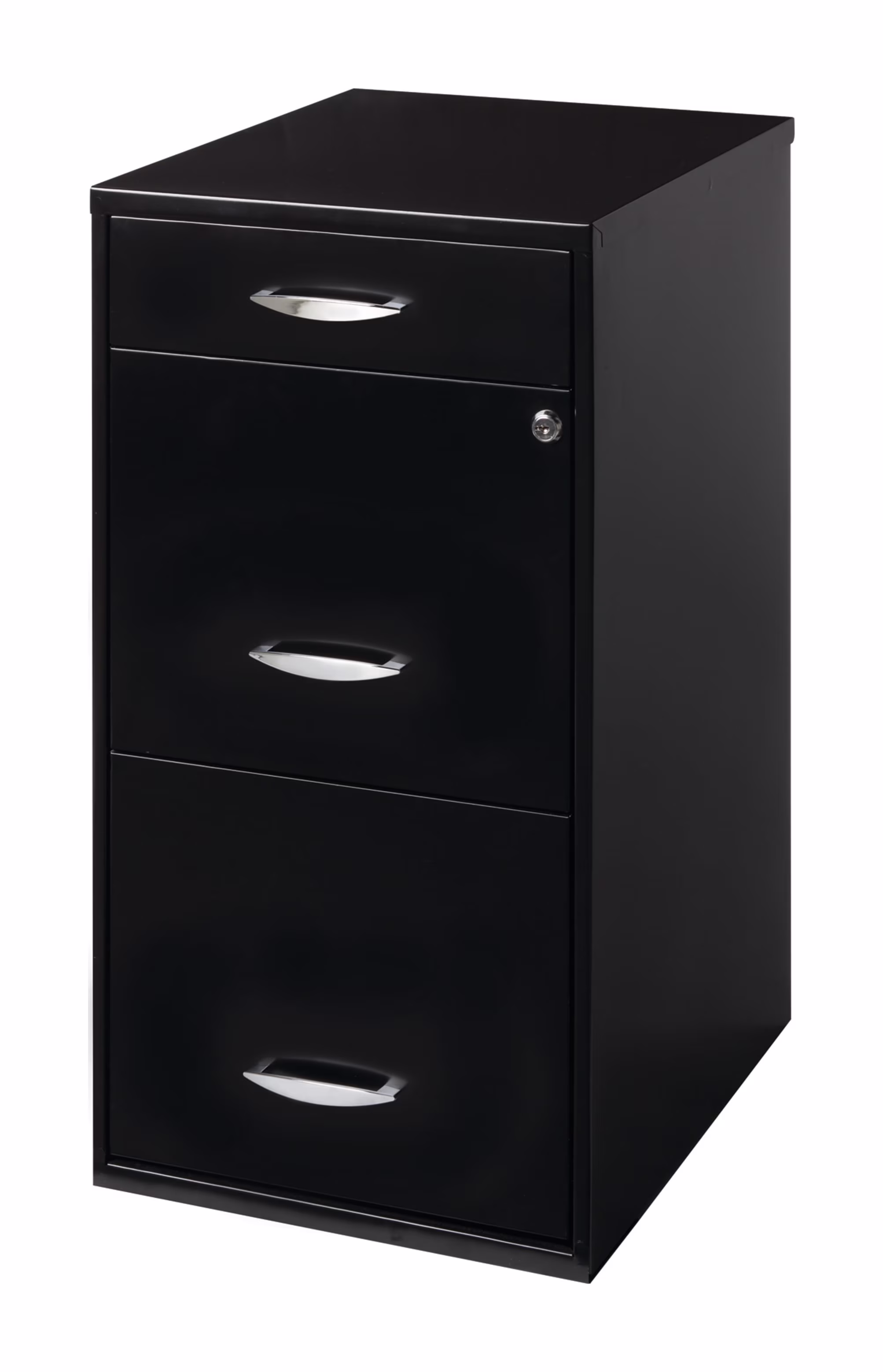 Space Solutions 3 Drawer Letter Width Vertical File Cabinet with Pencil Drawer, Black